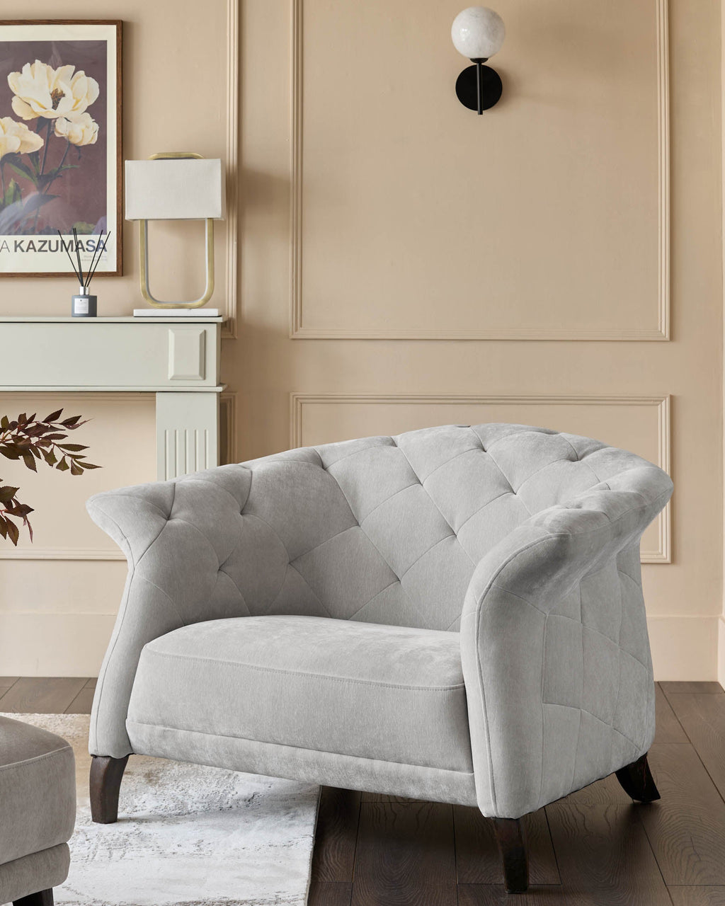 Fauteuil en tissu gris clair Luxe