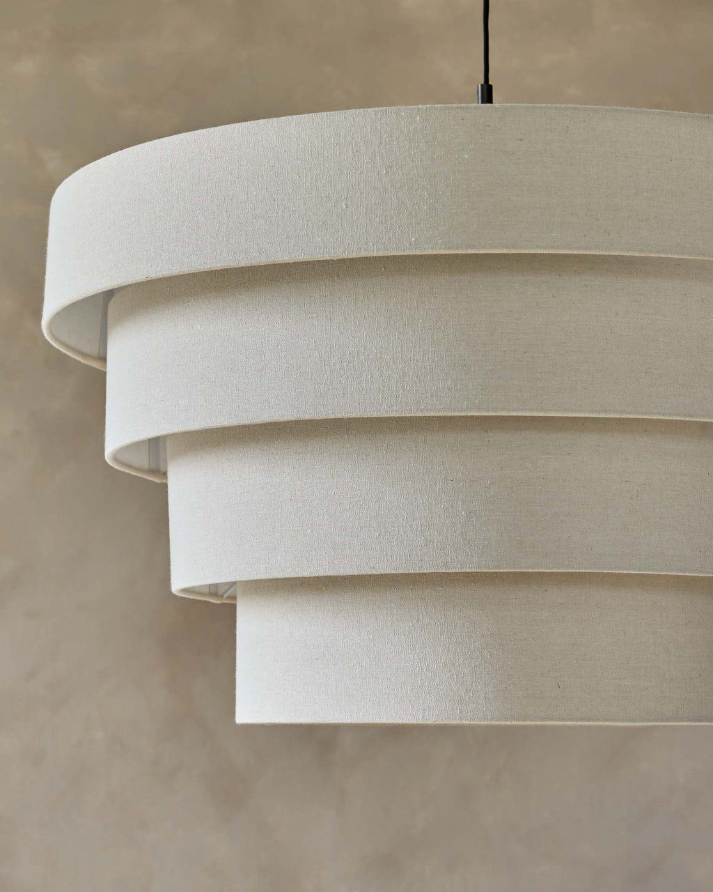 Suspension ronde réglable en lin naturel Madison