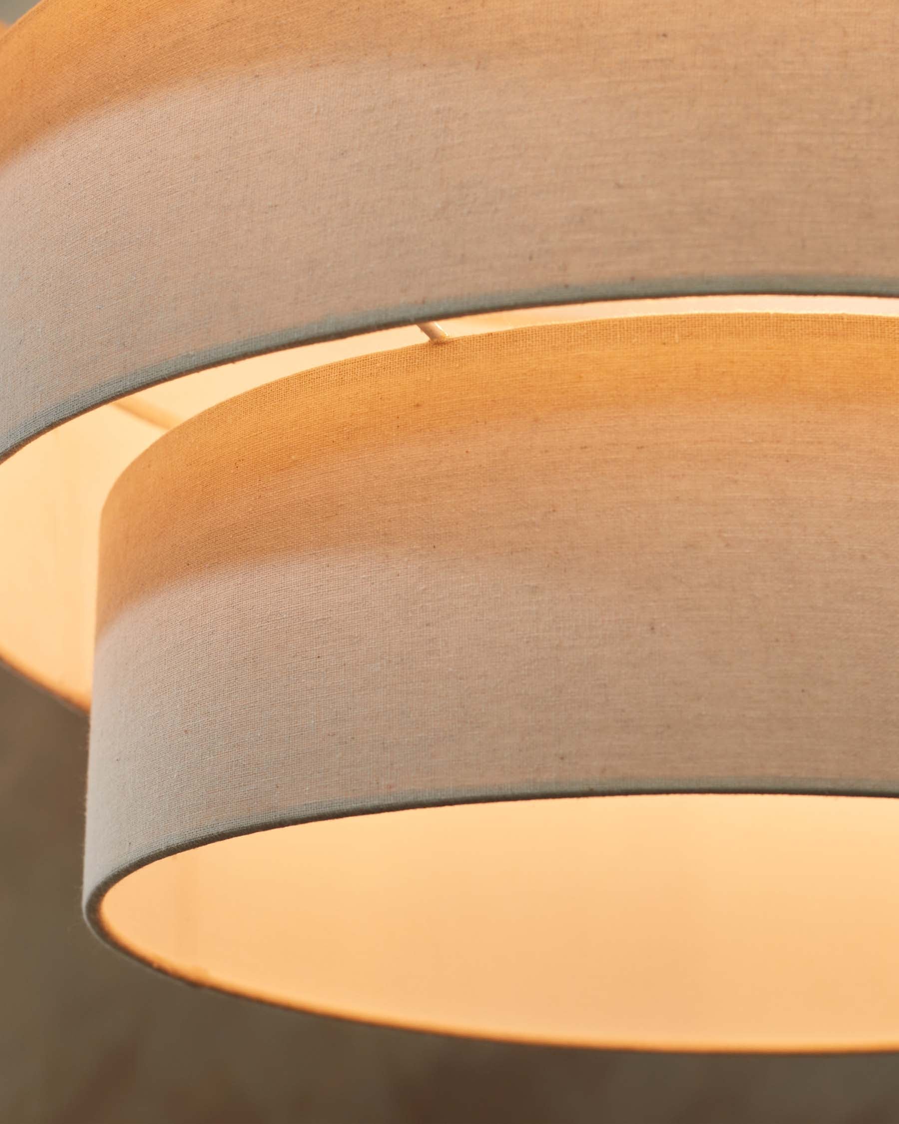 Suspension ronde réglable en lin naturel Madison