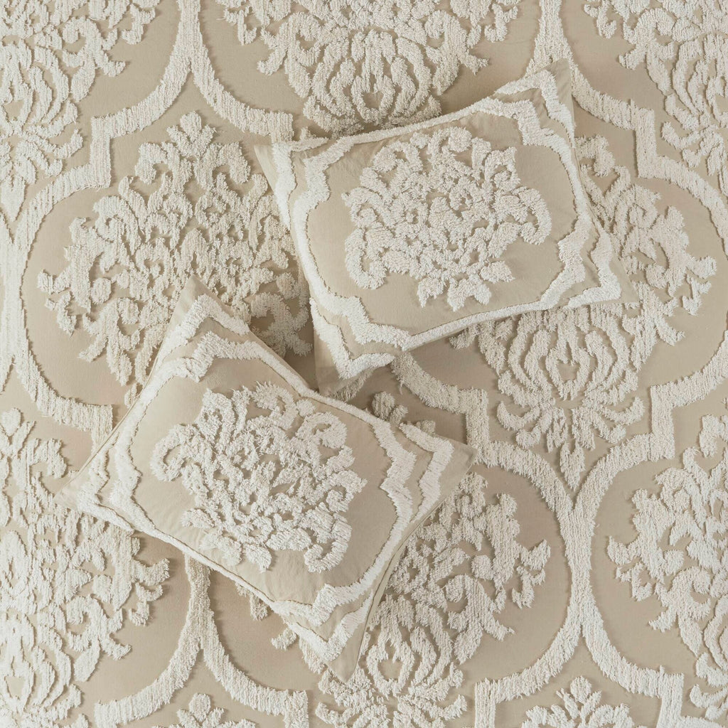 Parure de couette Madison Park Aeriela en coton chenille touffeté damassé