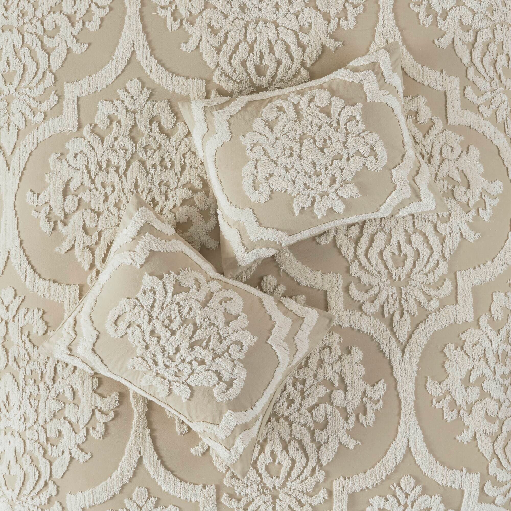 Parure de couette Madison Park Aeriela en coton chenille touffeté damassé