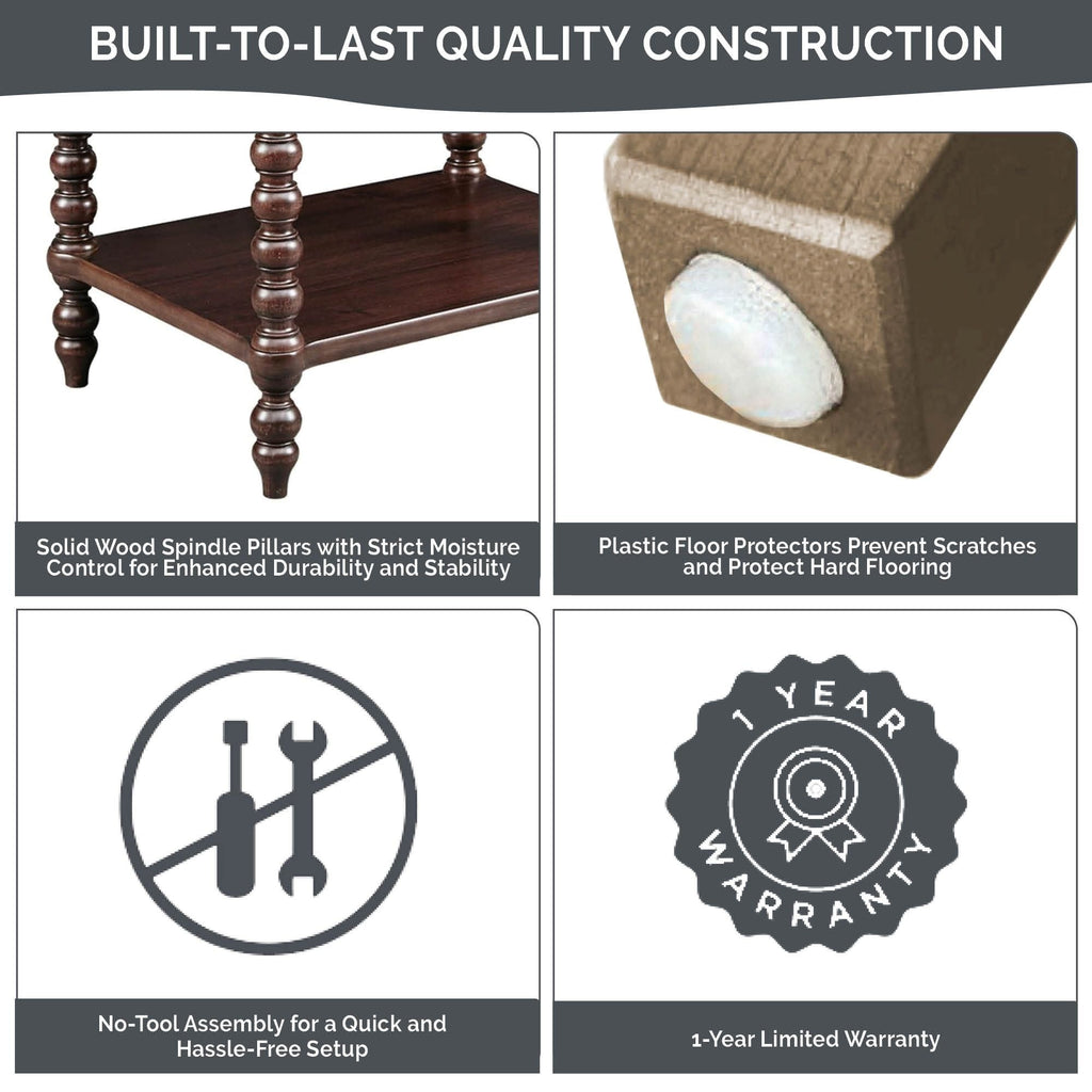 Table de chevet Madison Park Signature Beckett en bois tourné avec tiroir et étagère