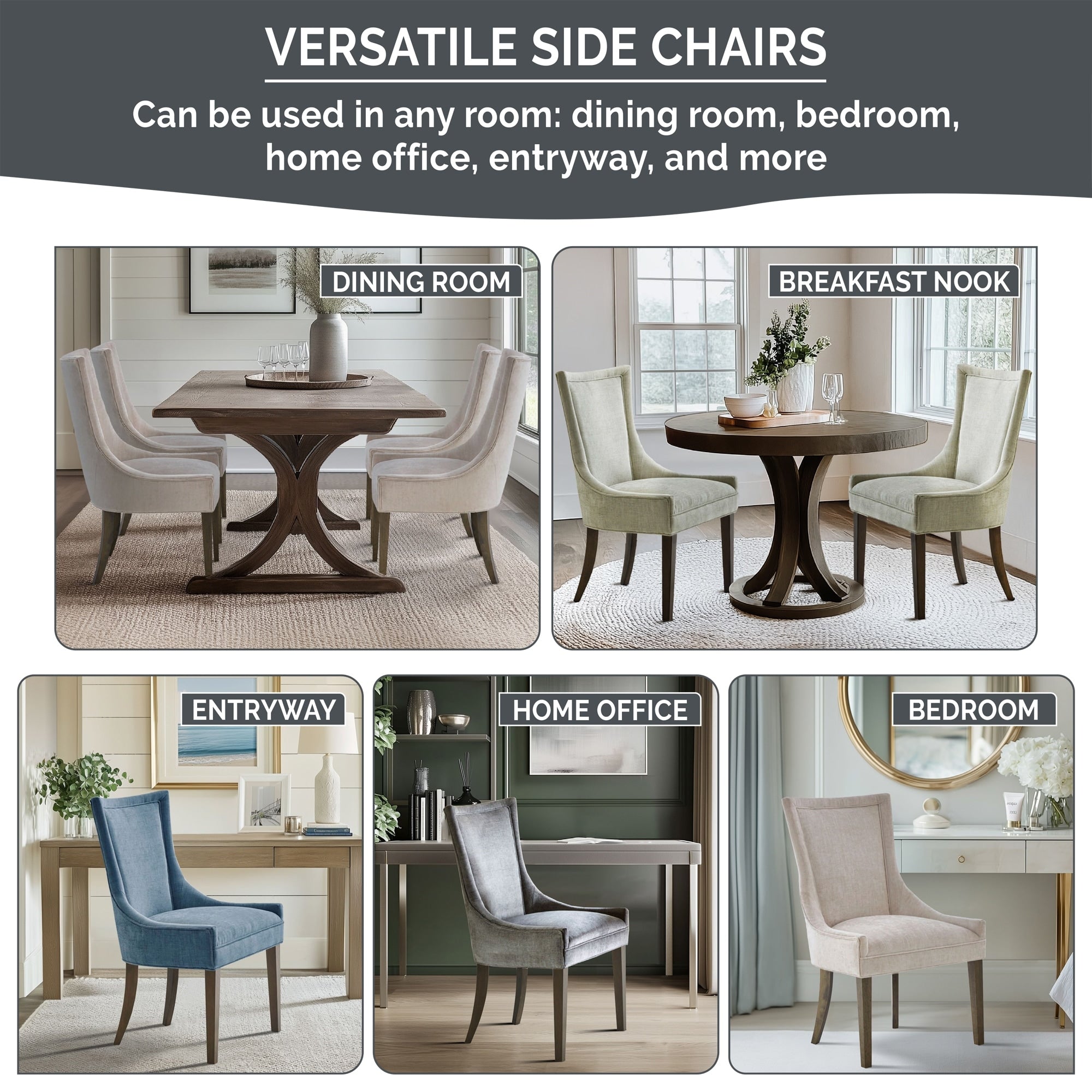 Chaises de salle à manger rembourrées Madison Park Signature Ultra avec pieds en bois (lot de 2) - N/A