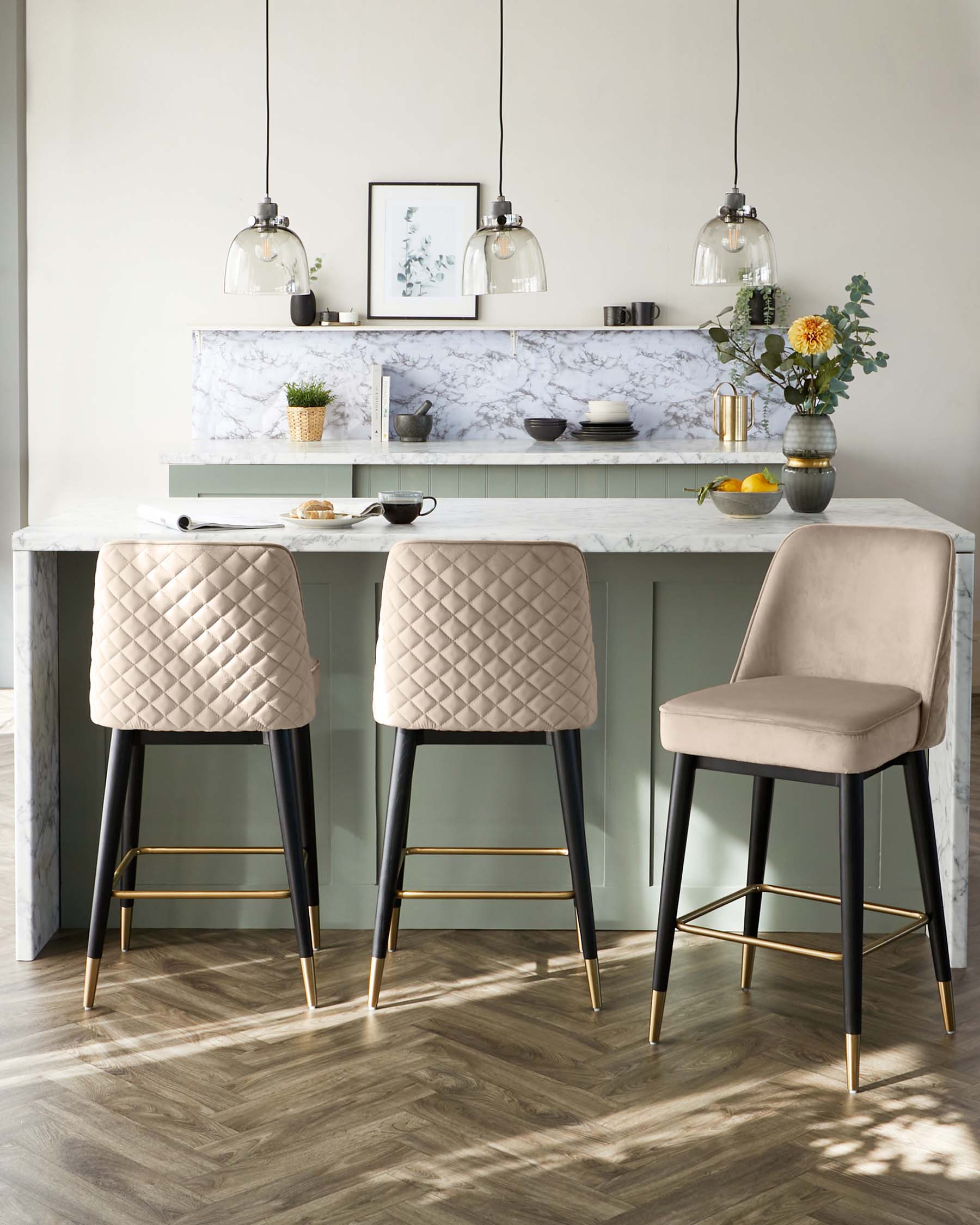 Tabouret de bar Mae Champagne Velvet