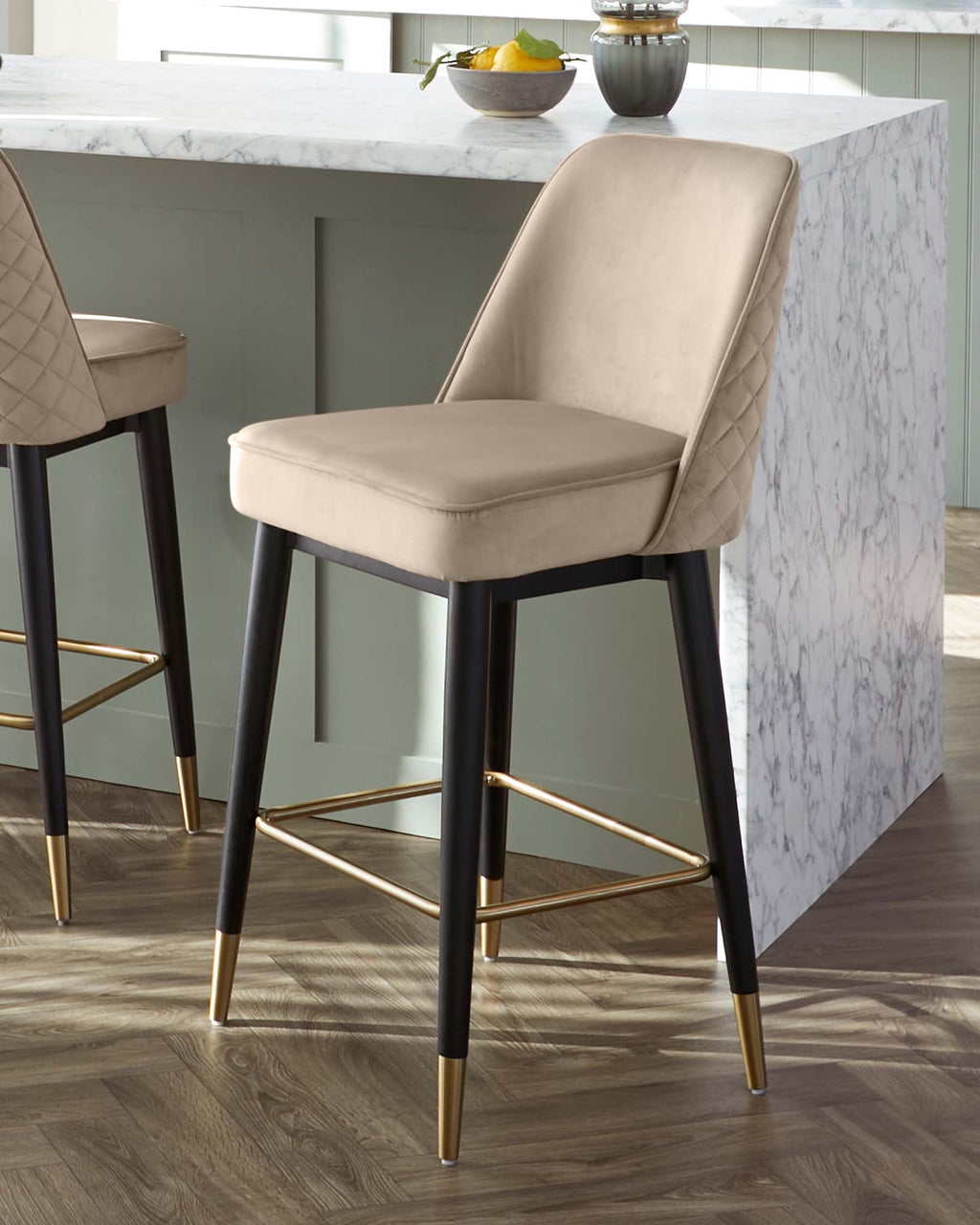 Tabouret de bar Mae Champagne Velvet