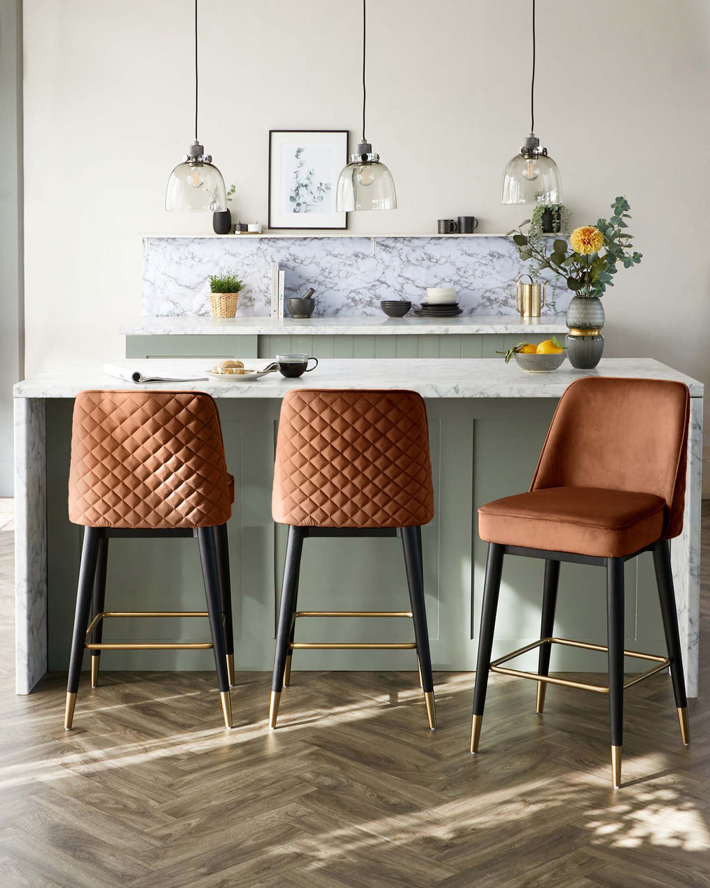 Tabouret de bar Mae Rust Velvet