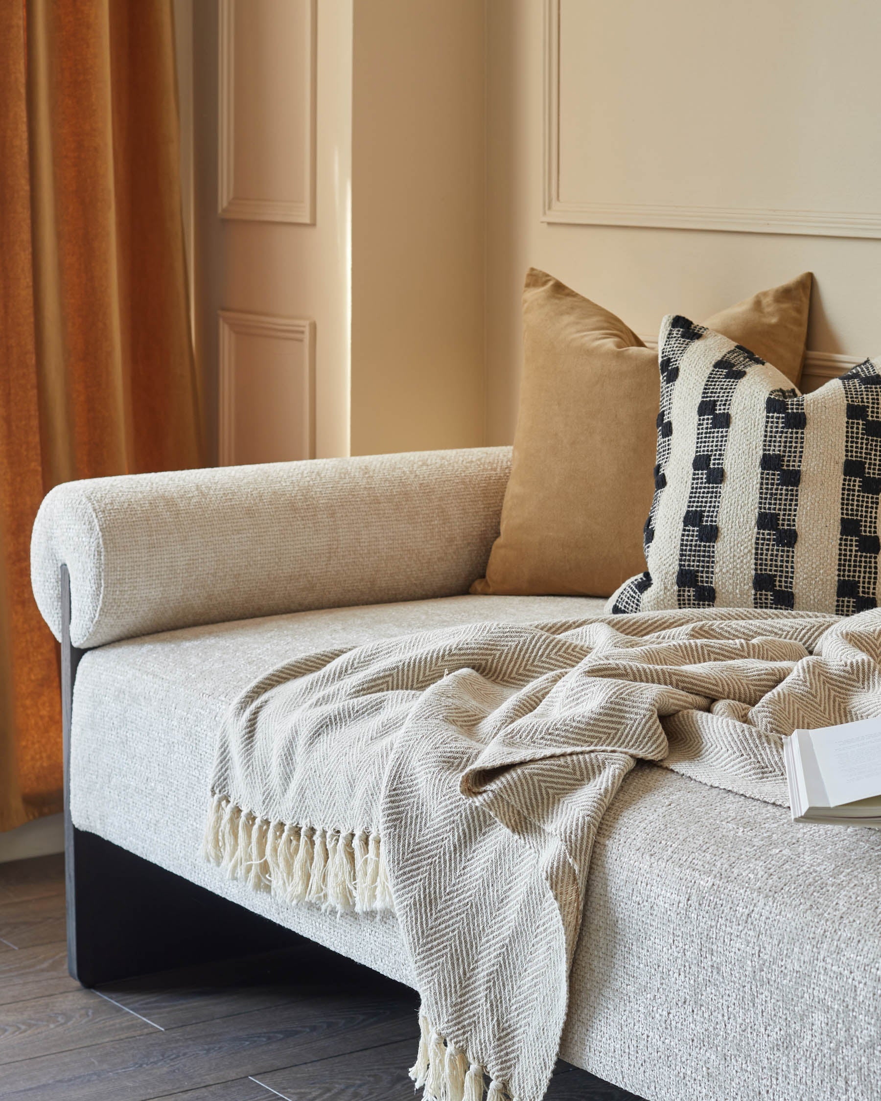 Banquette-lit en tissu naturel Maeve