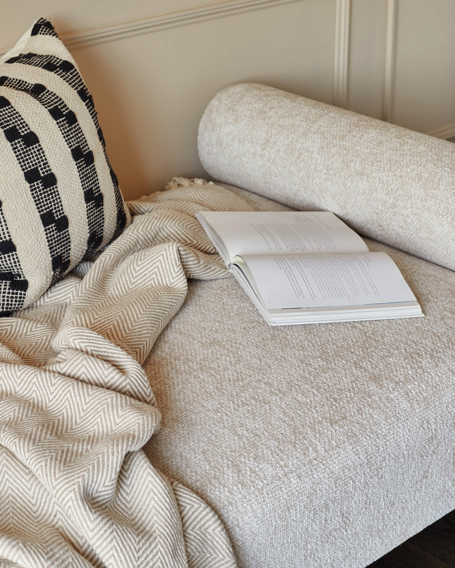 Banquette-lit en tissu naturel Maeve