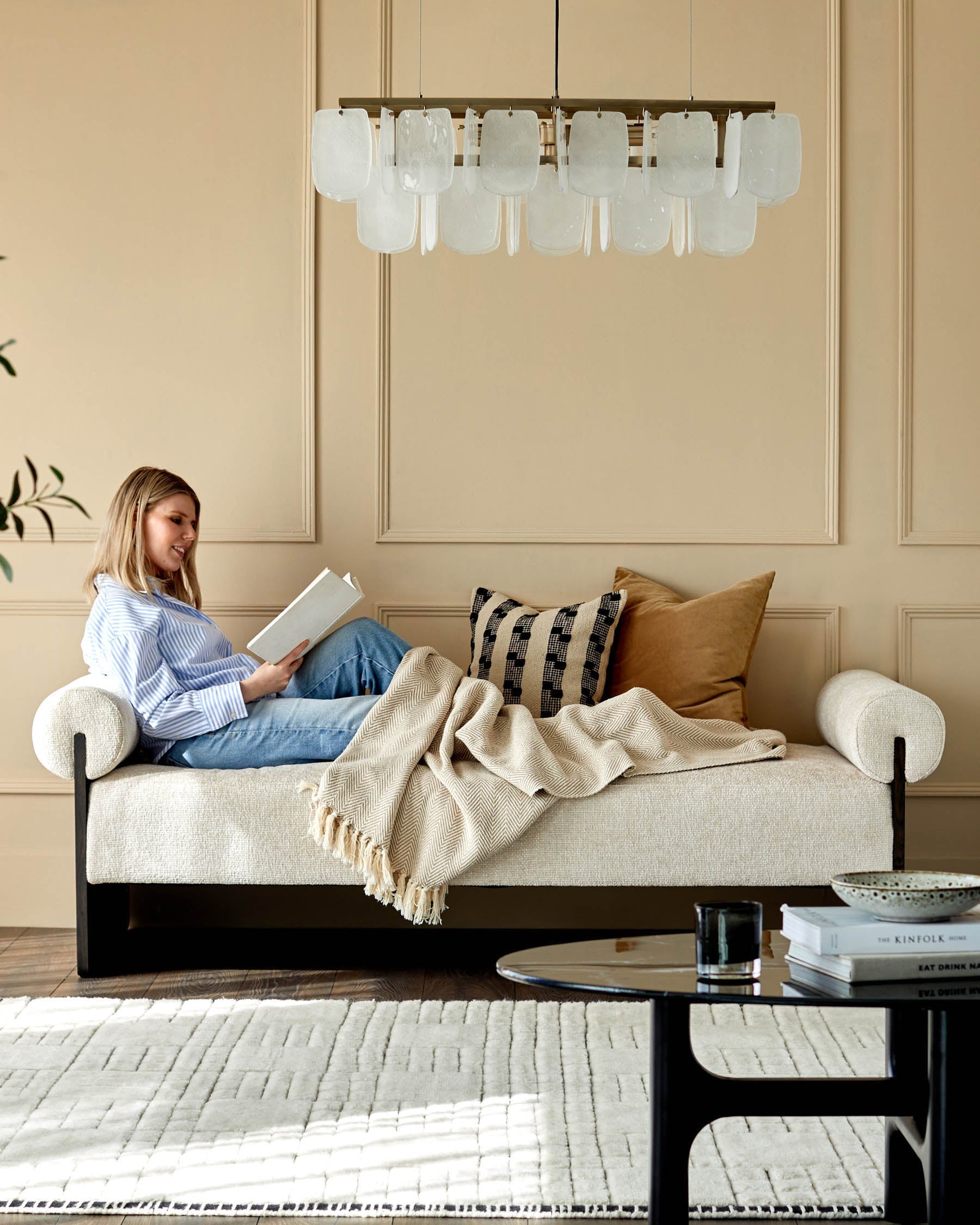 Banquette-lit en tissu naturel Maeve