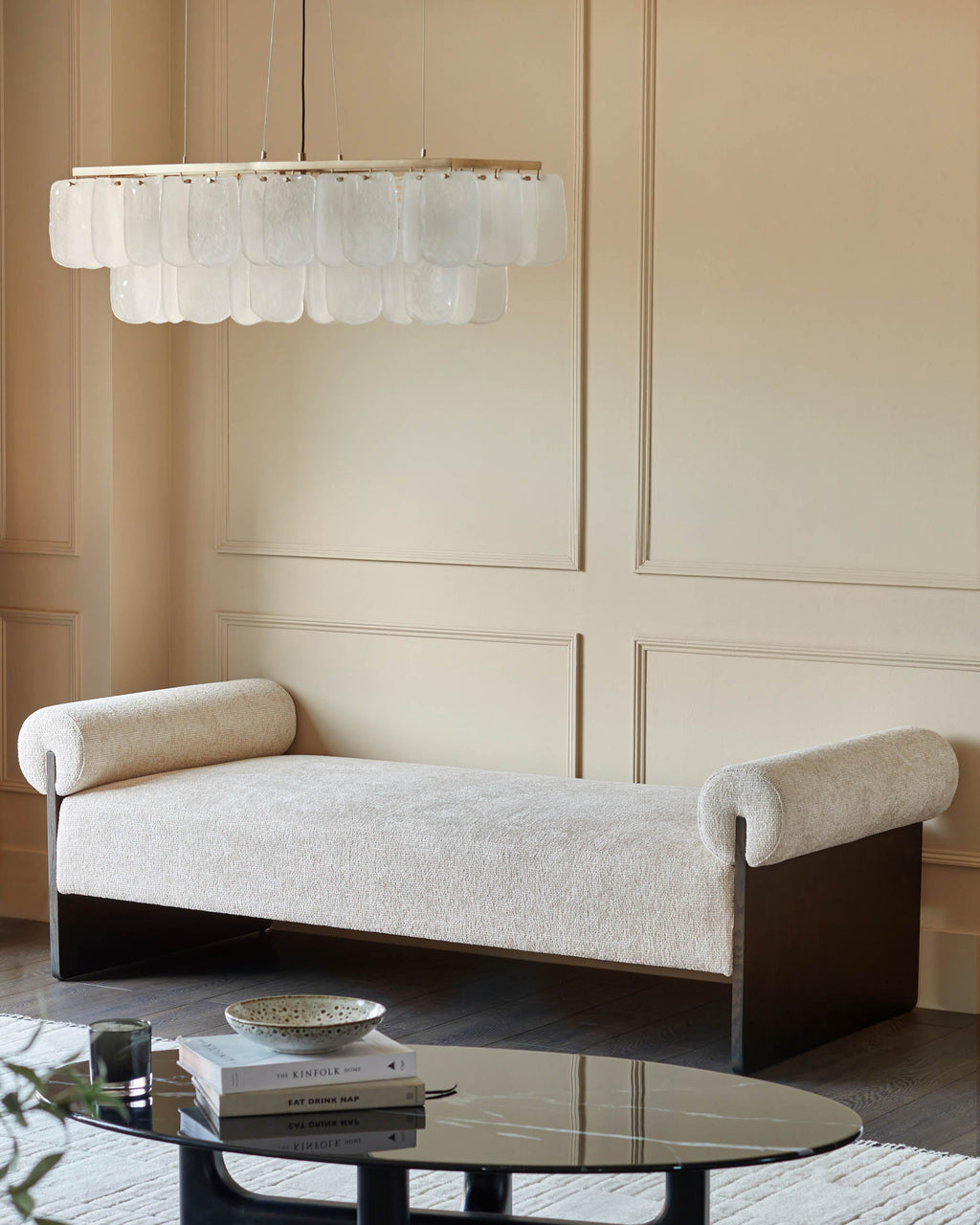 Banquette-lit en tissu naturel Maeve