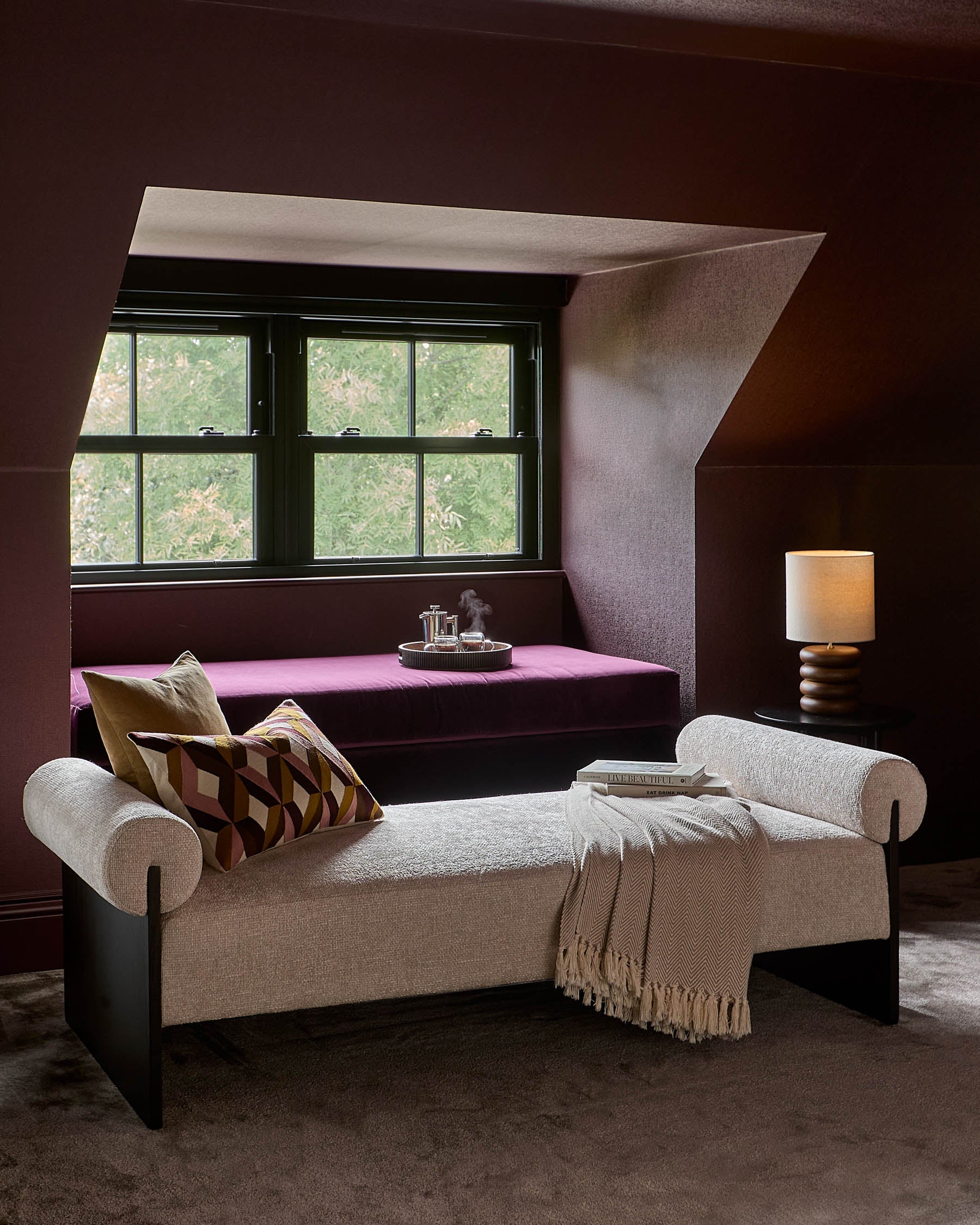 Banquette-lit en tissu naturel Maeve