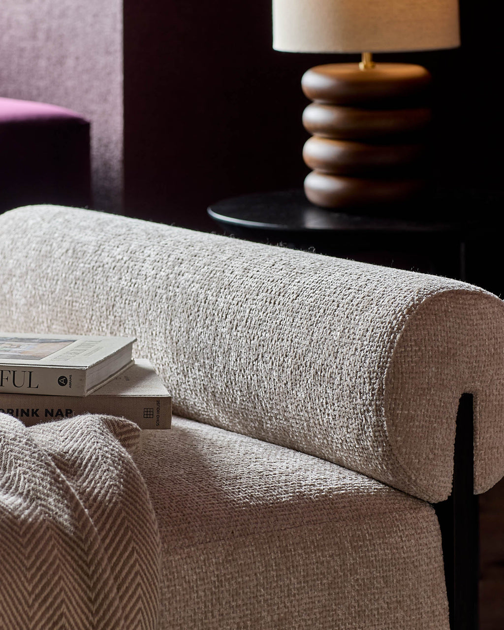 Banquette-lit en tissu naturel Maeve