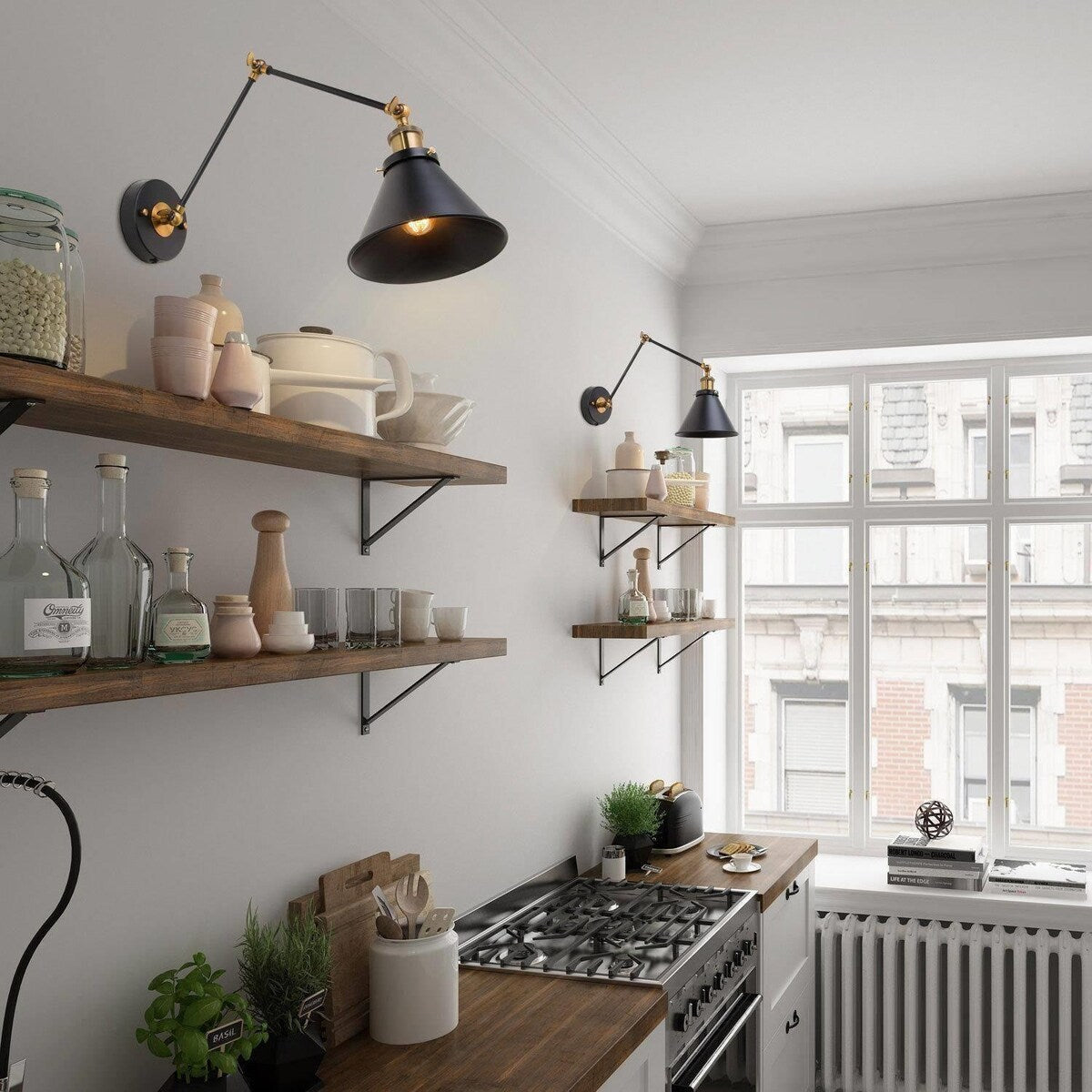 Ensemble de 2 appliques murales modernes à bras pivotant réglables Malryn, à brancher ou à brancher