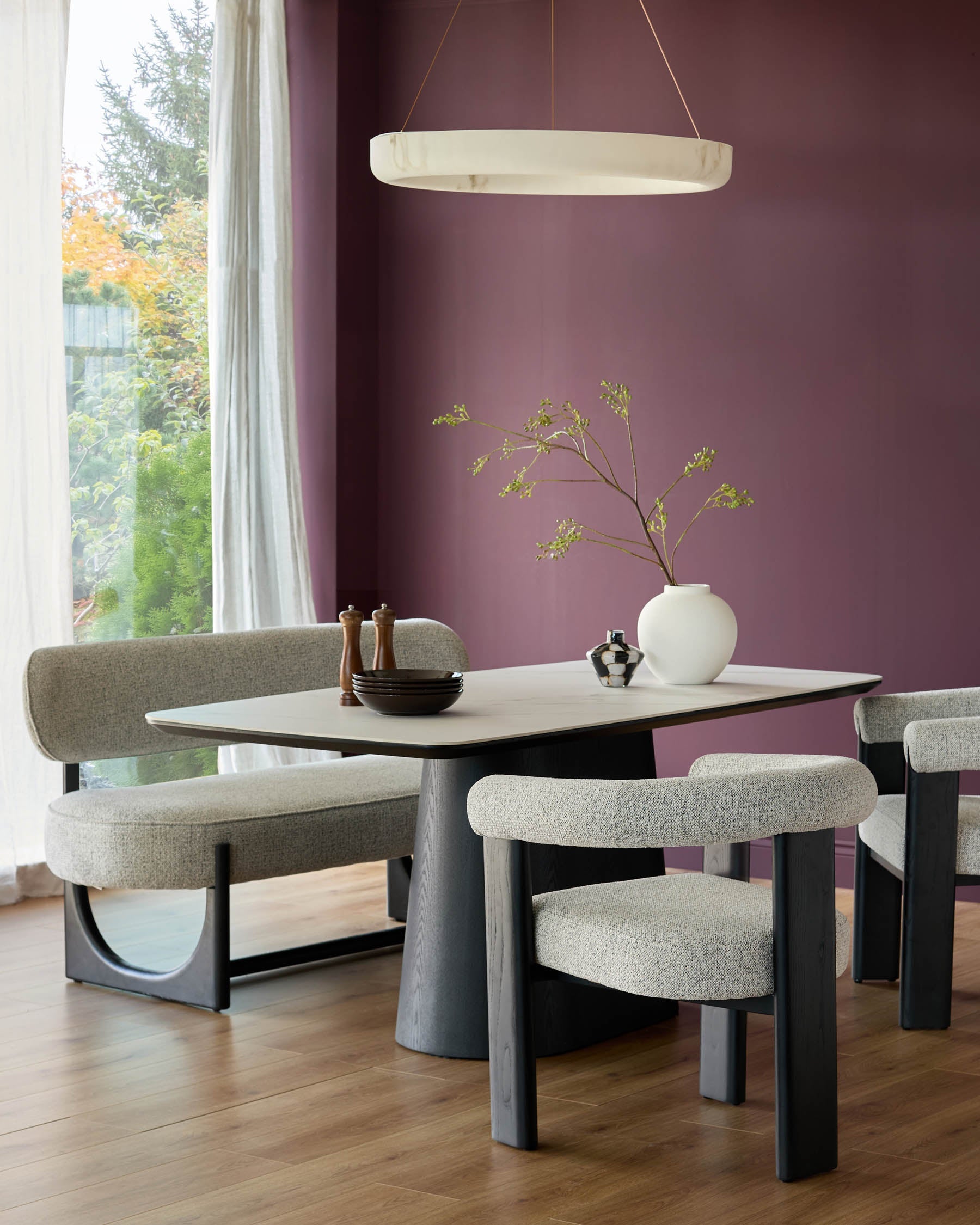 Table à manger Manhattan en céramique blanche pour 8 personnes