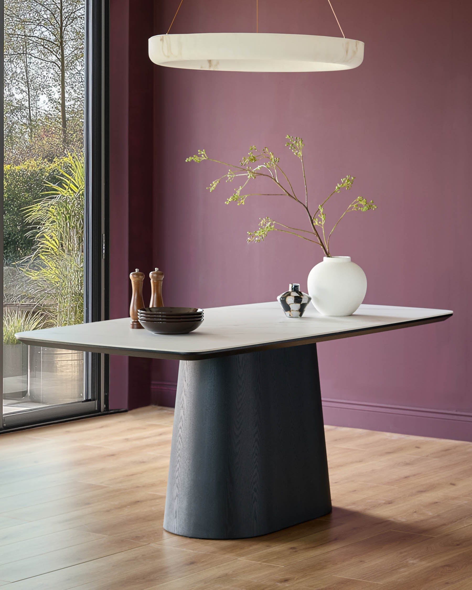 Table à manger Manhattan en céramique blanche pour 8 personnes