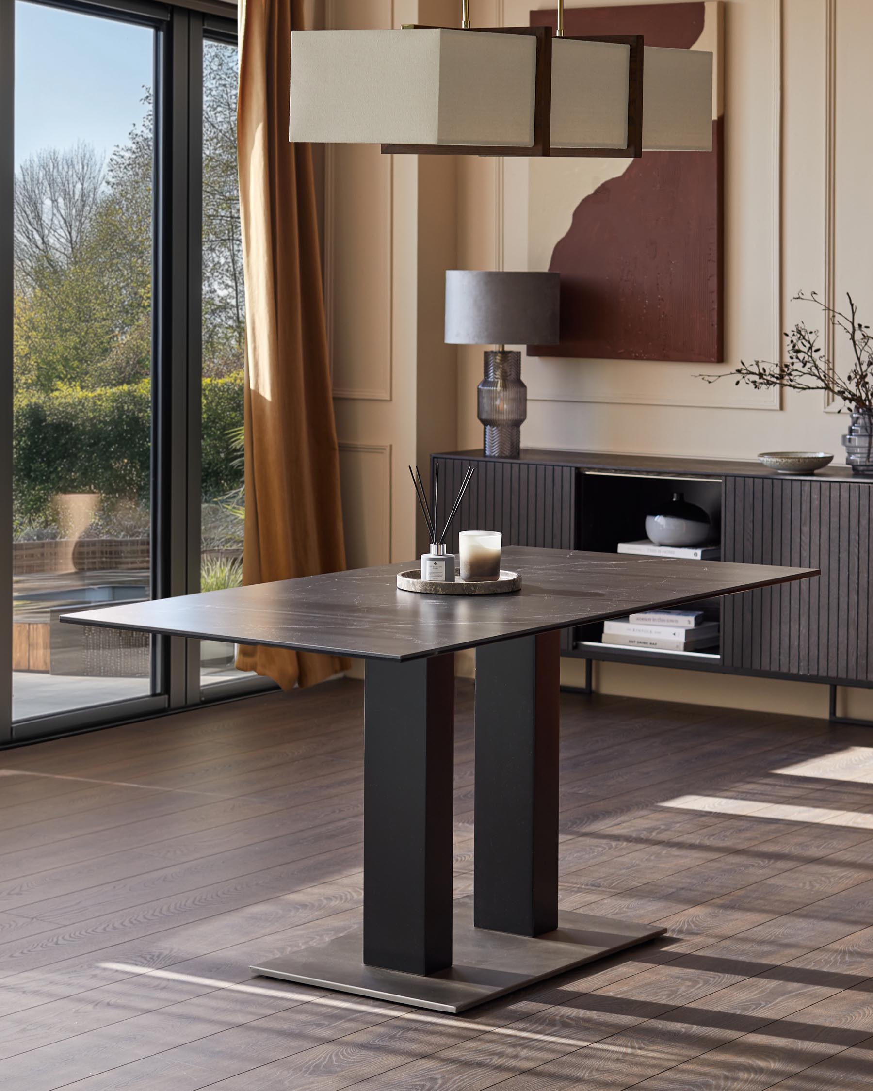 Table à manger 6 places en céramique noire Mia