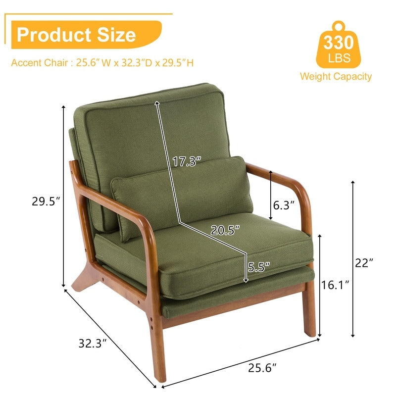 Chaise d'appoint rembourrée de style moderne du milieu du siècle