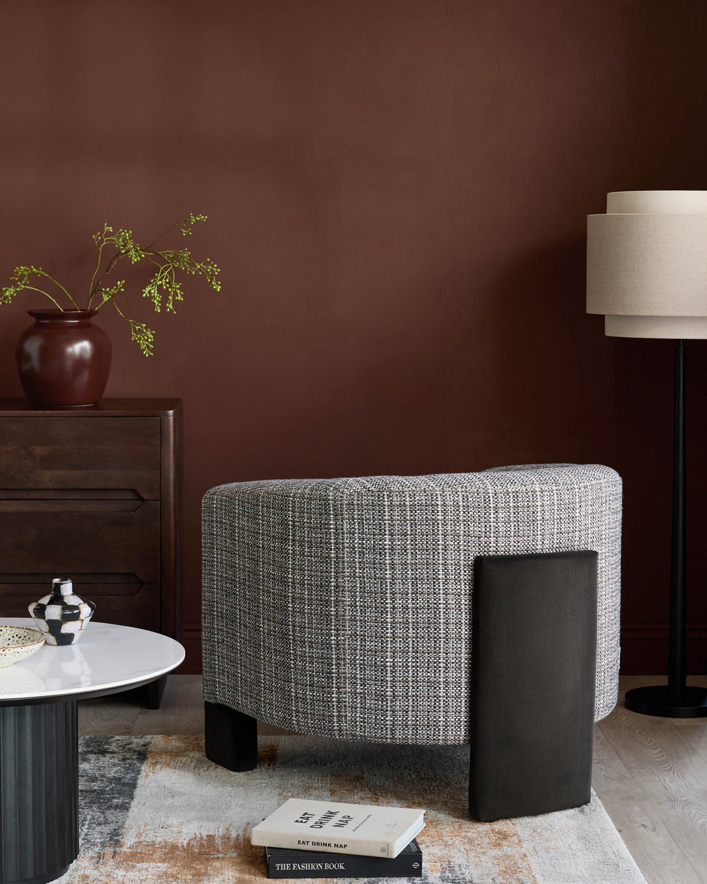 Fauteuil d'appoint Miles moka en matériaux mixtes