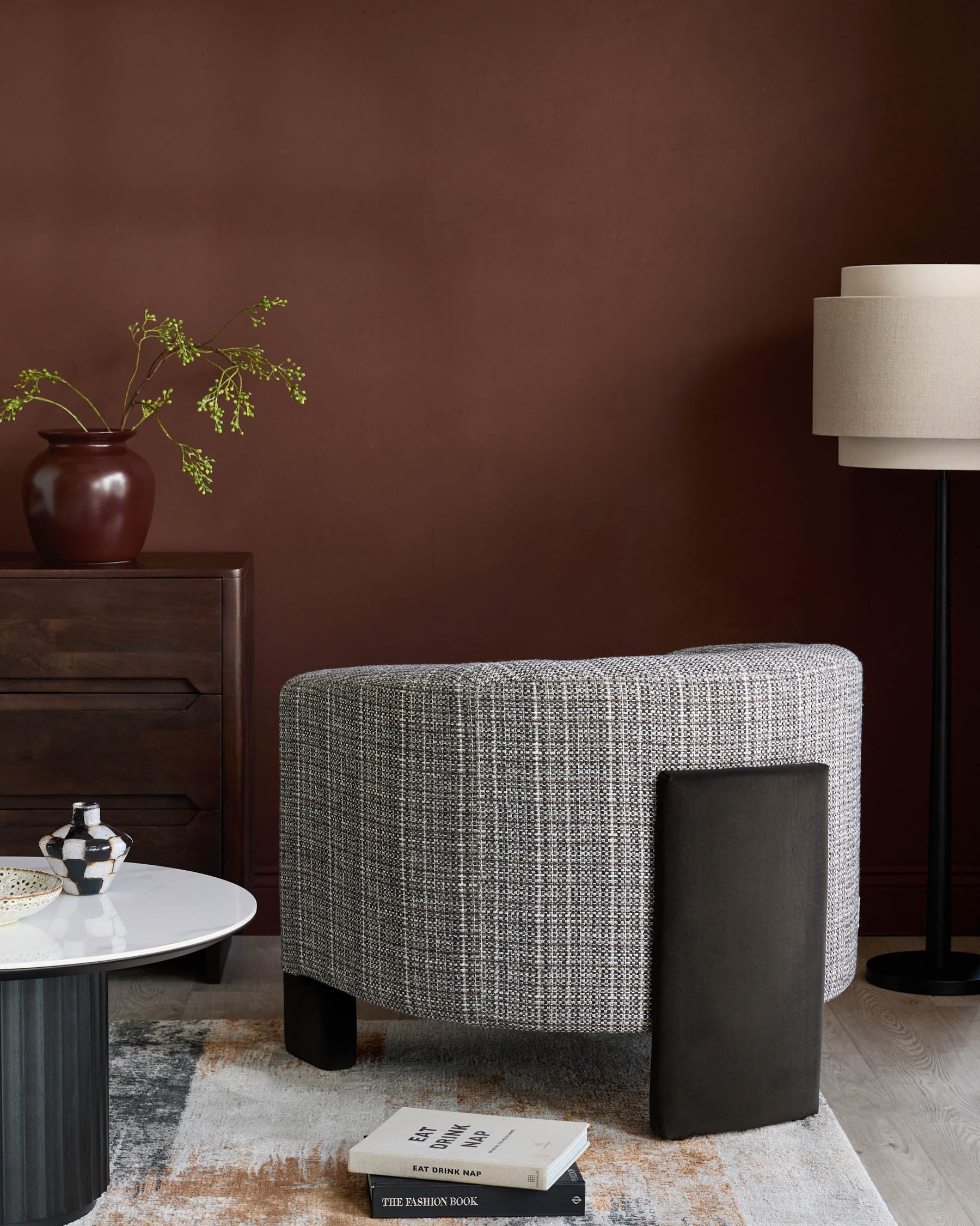 Fauteuil d'appoint Miles moka en matériaux mixtes