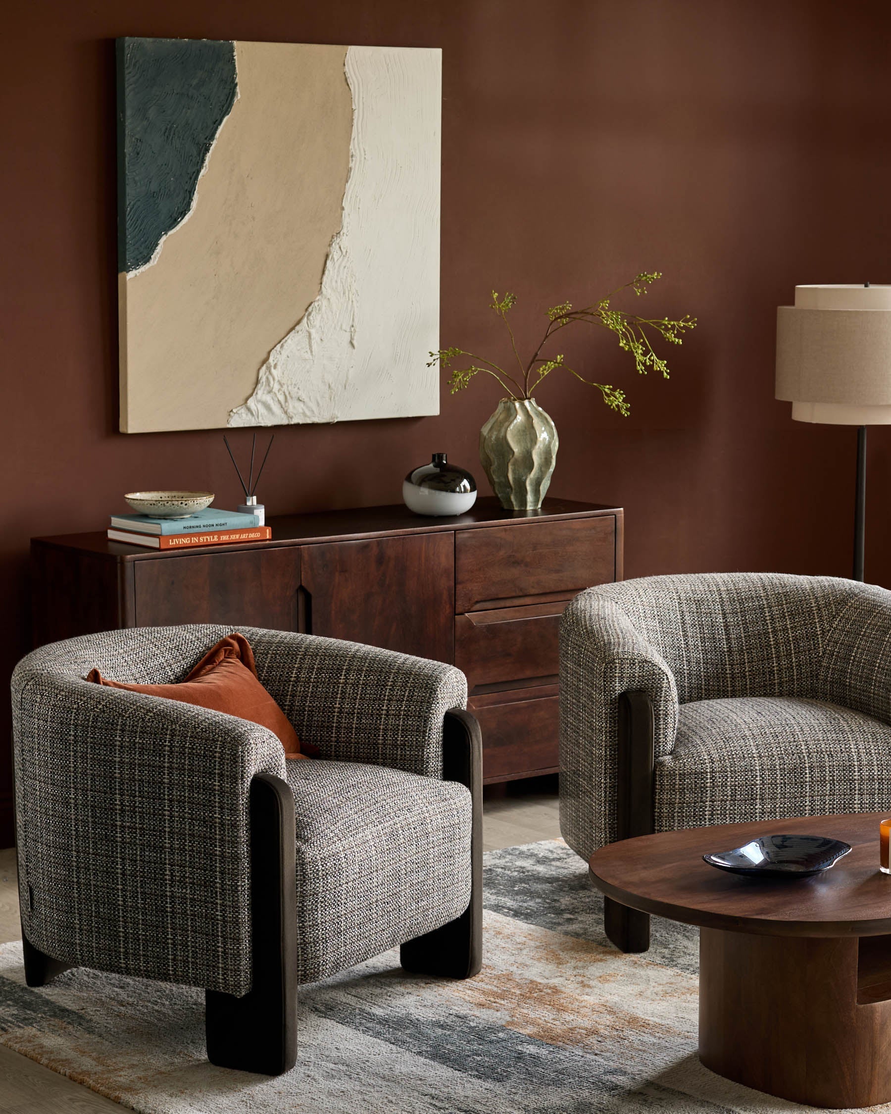 Fauteuil d'appoint Miles moka en matériaux mixtes