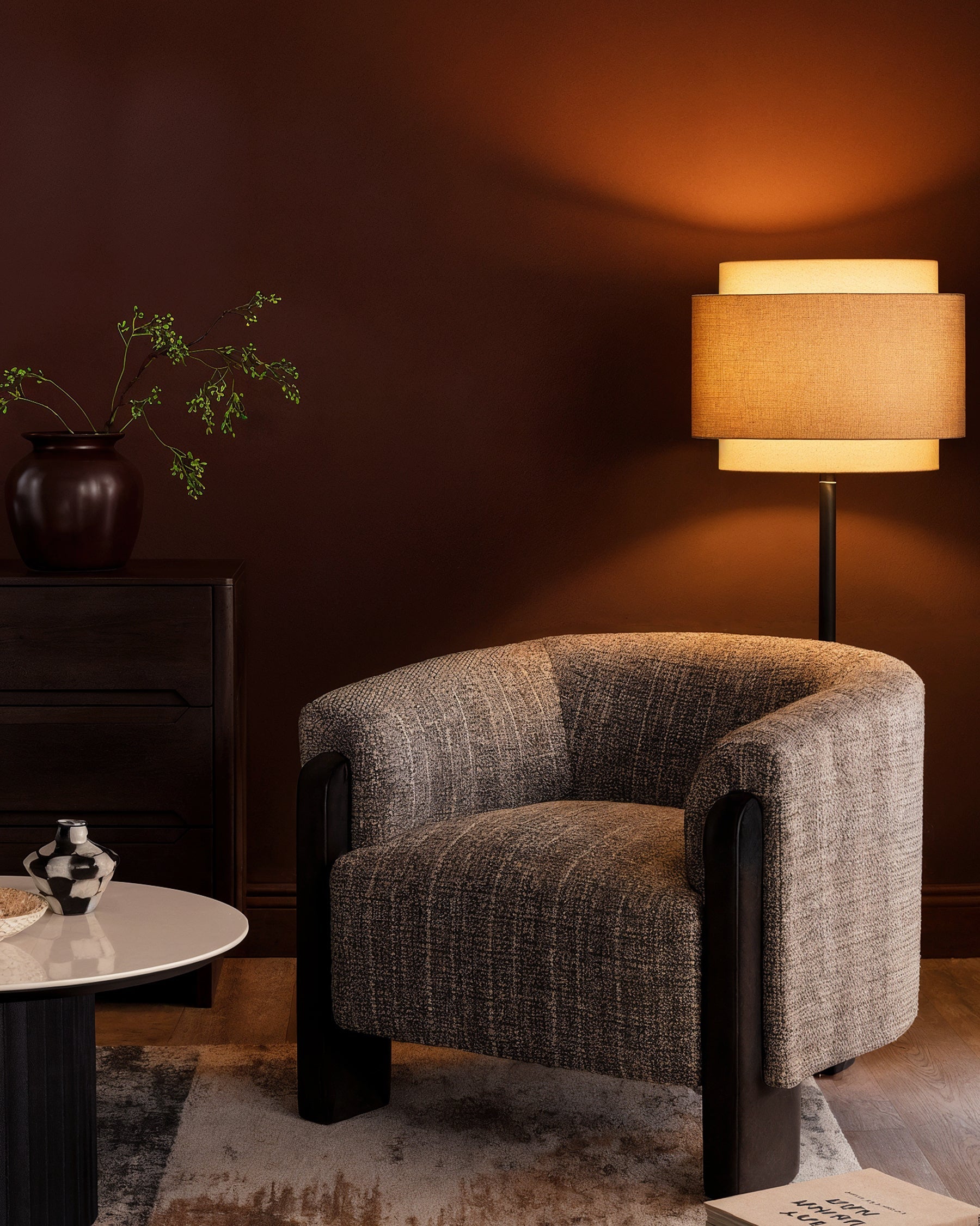 Fauteuil d'appoint Miles moka en matériaux mixtes