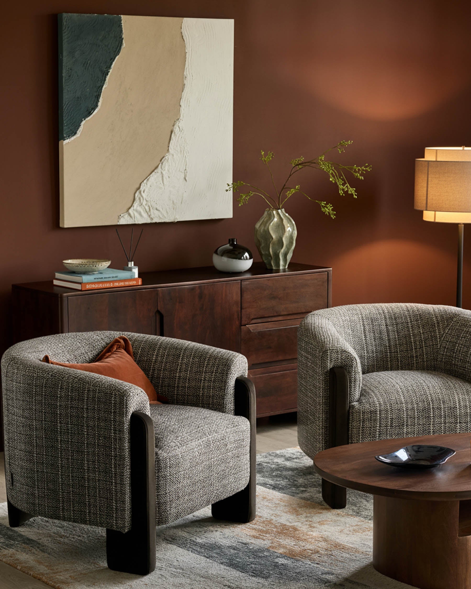 Fauteuil d'appoint Miles moka en matériaux mixtes