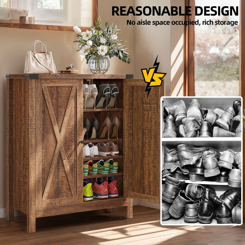 Meuble de rangement à chaussures Moasis à 5 niveaux pour 20 paires de chaussures avec portes doubles pour l'entrée