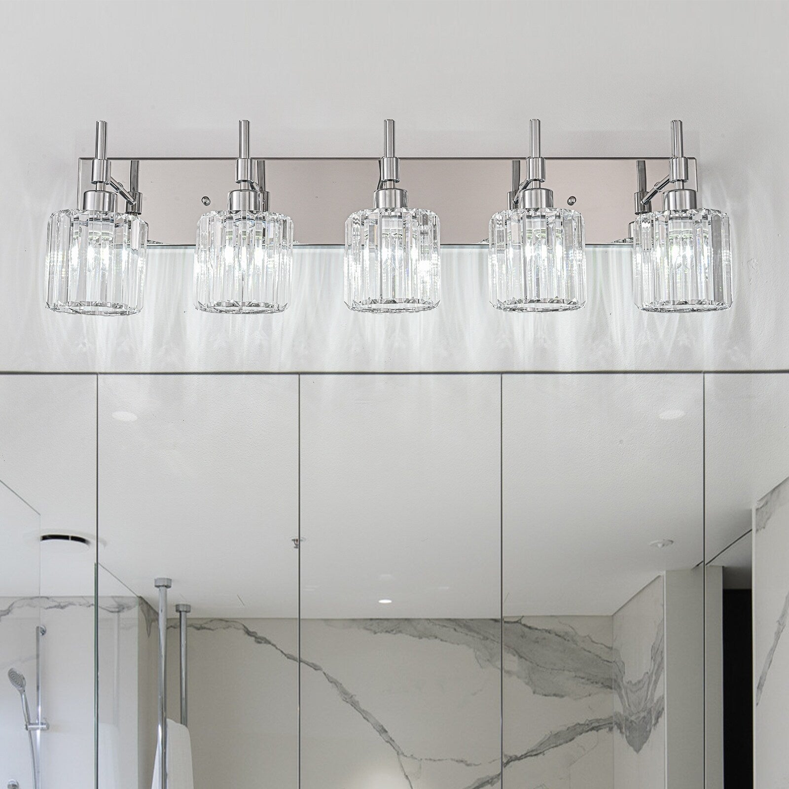 Appliques murales modernes à intensité variable pour salle de bain avec abat-jour en cristal