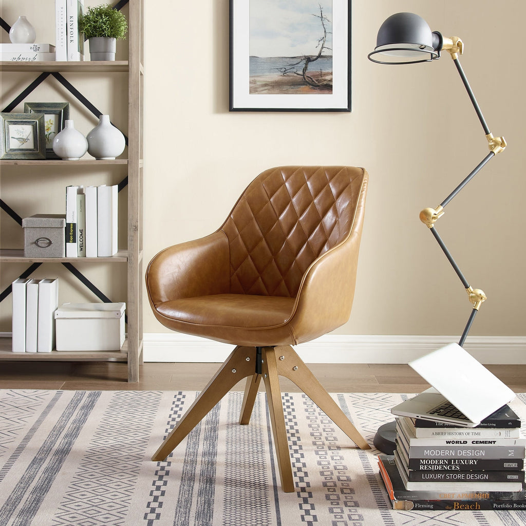 Fauteuil d'appoint pivotant Art Leon pour bureau moderne avec pieds en bois