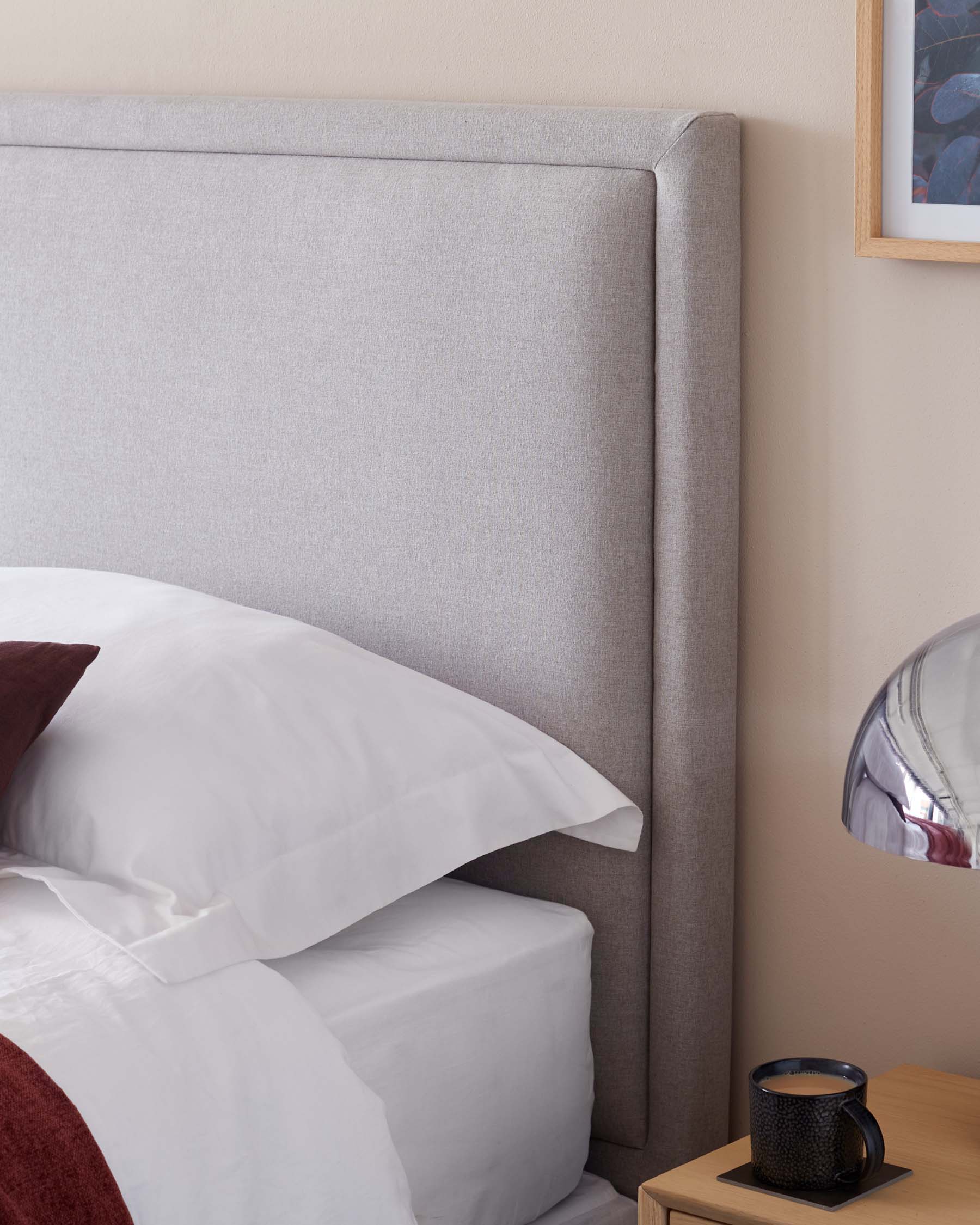 Tête de lit double Monica en tissu gris clair