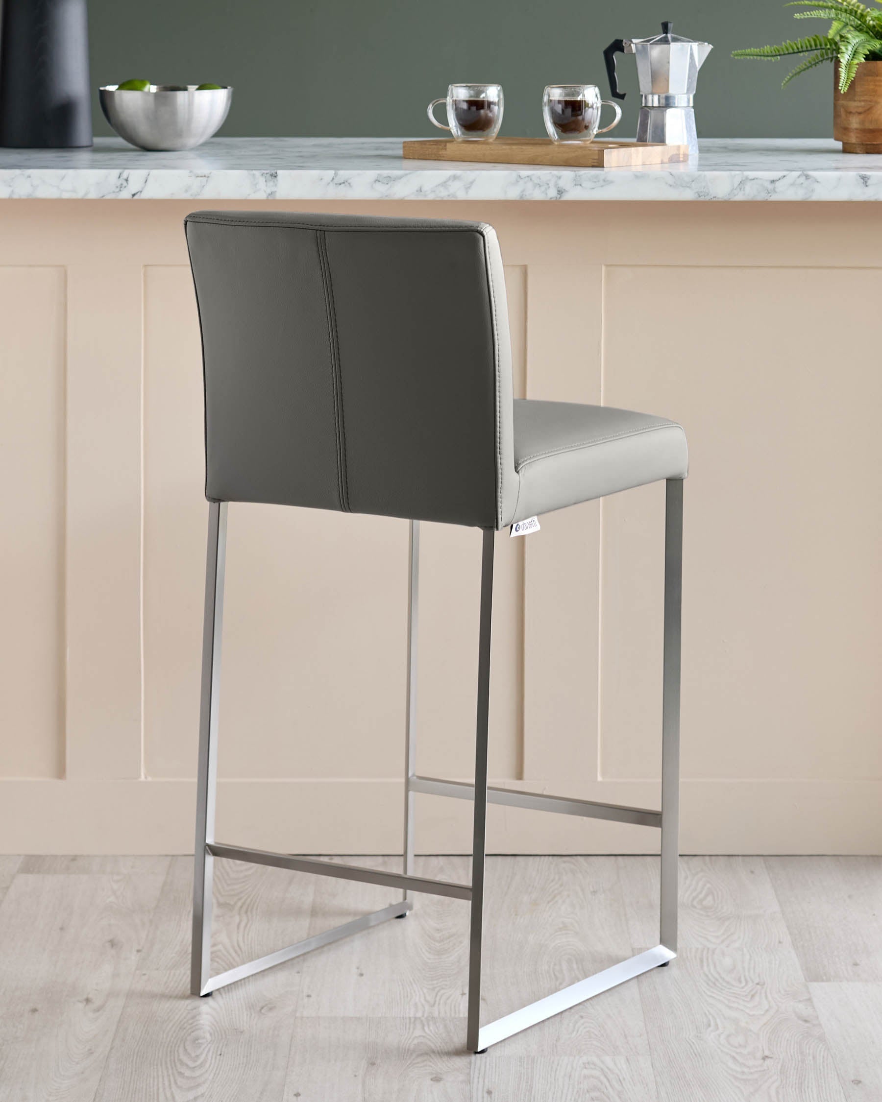 Tabouret de bar Monti en cuir gris foncé