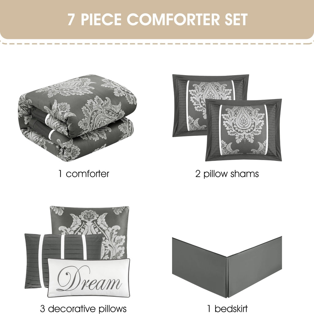 Ensemble de couette traditionnelle damassée Nanshing Tiana 7 pièces