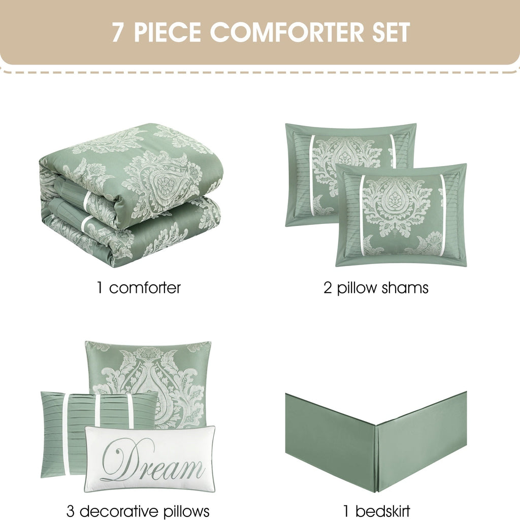 Ensemble de couette traditionnelle damassée Nanshing Tiana 7 pièces