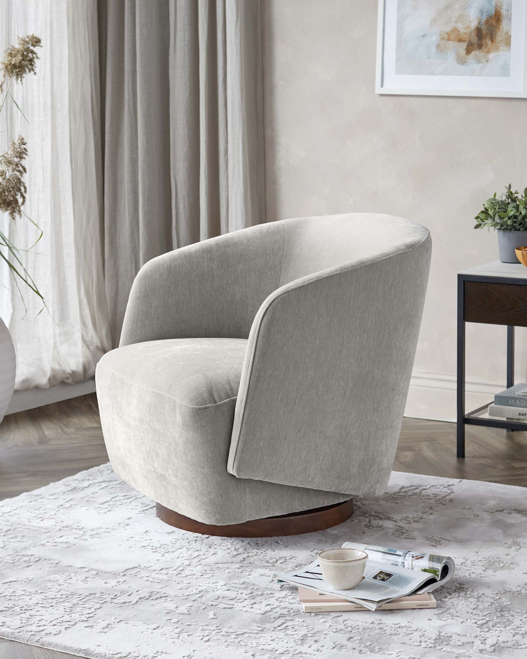 Fauteuil pivotant Natalia en chenille gris clair