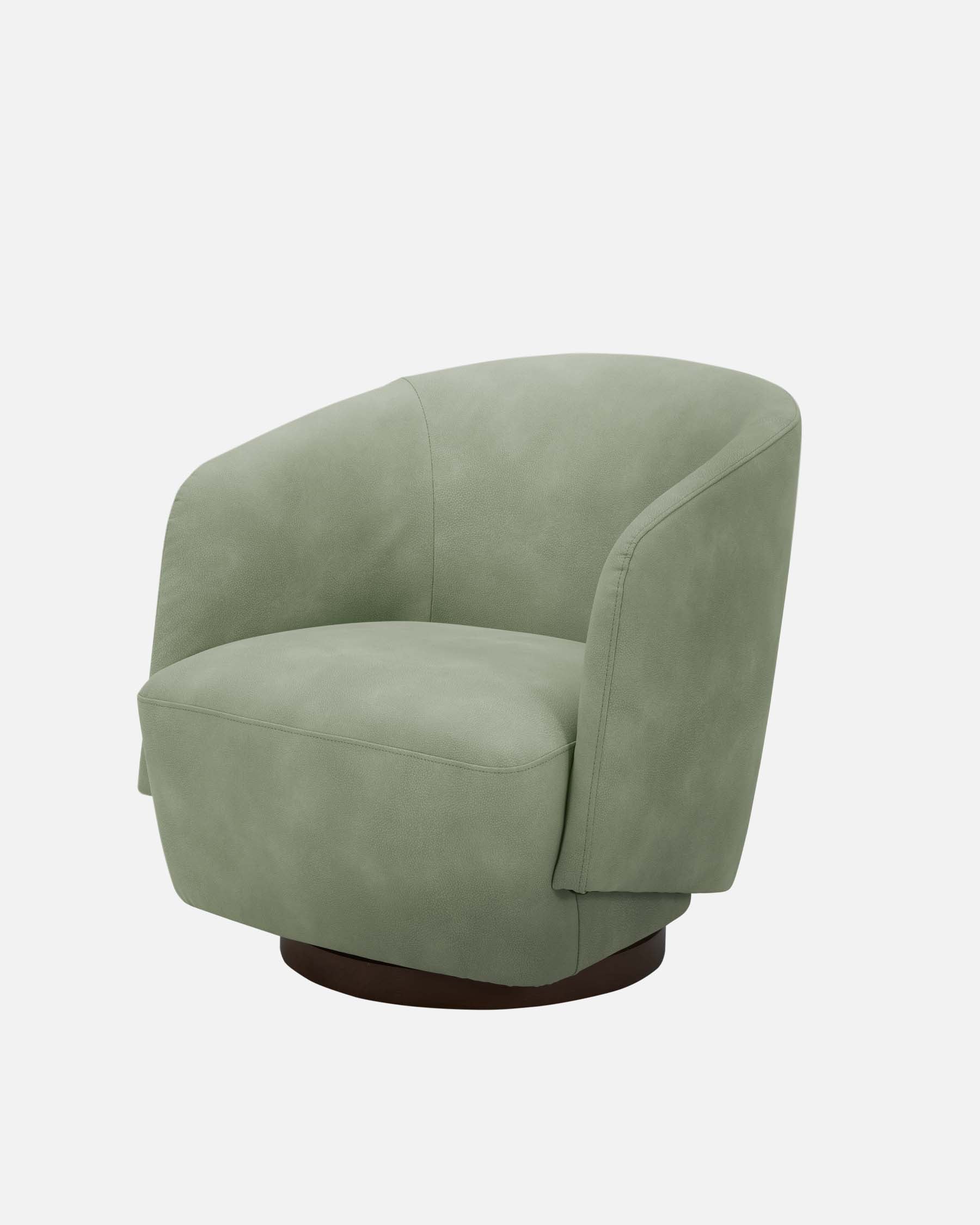 Fauteuil pivotant Natalia en similicuir vert sauge