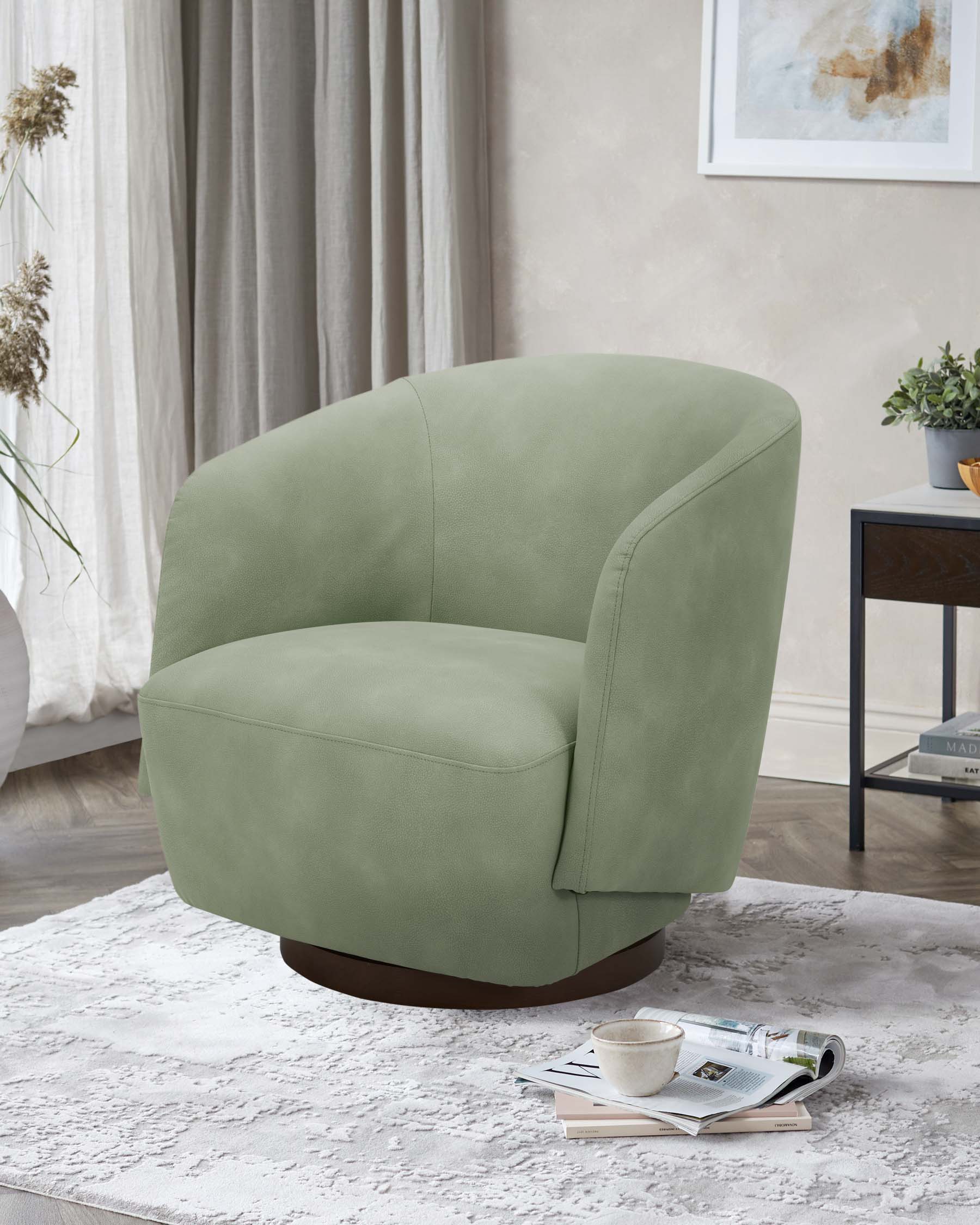 Fauteuil pivotant Natalia en similicuir vert sauge
