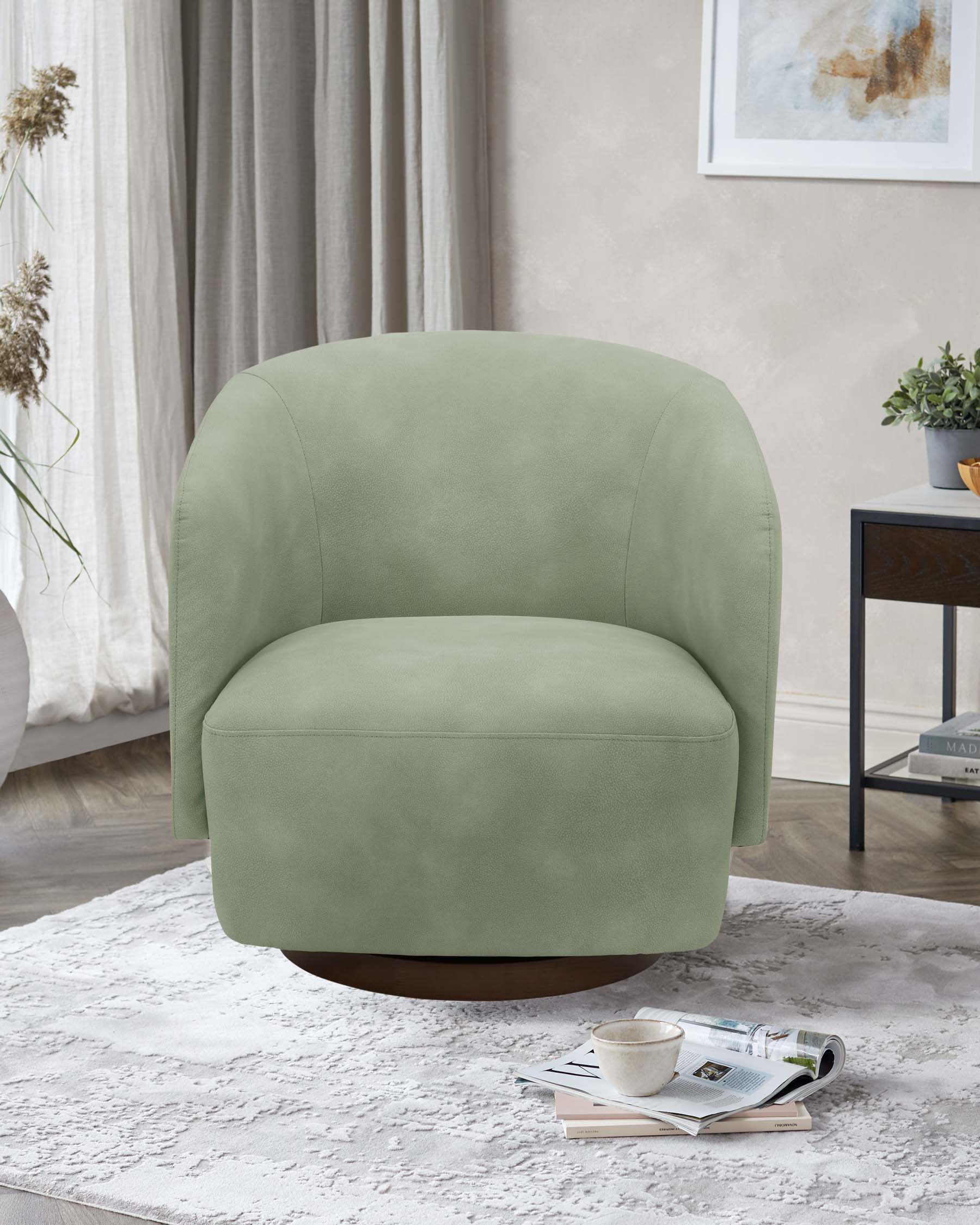 Fauteuil pivotant Natalia en similicuir vert sauge