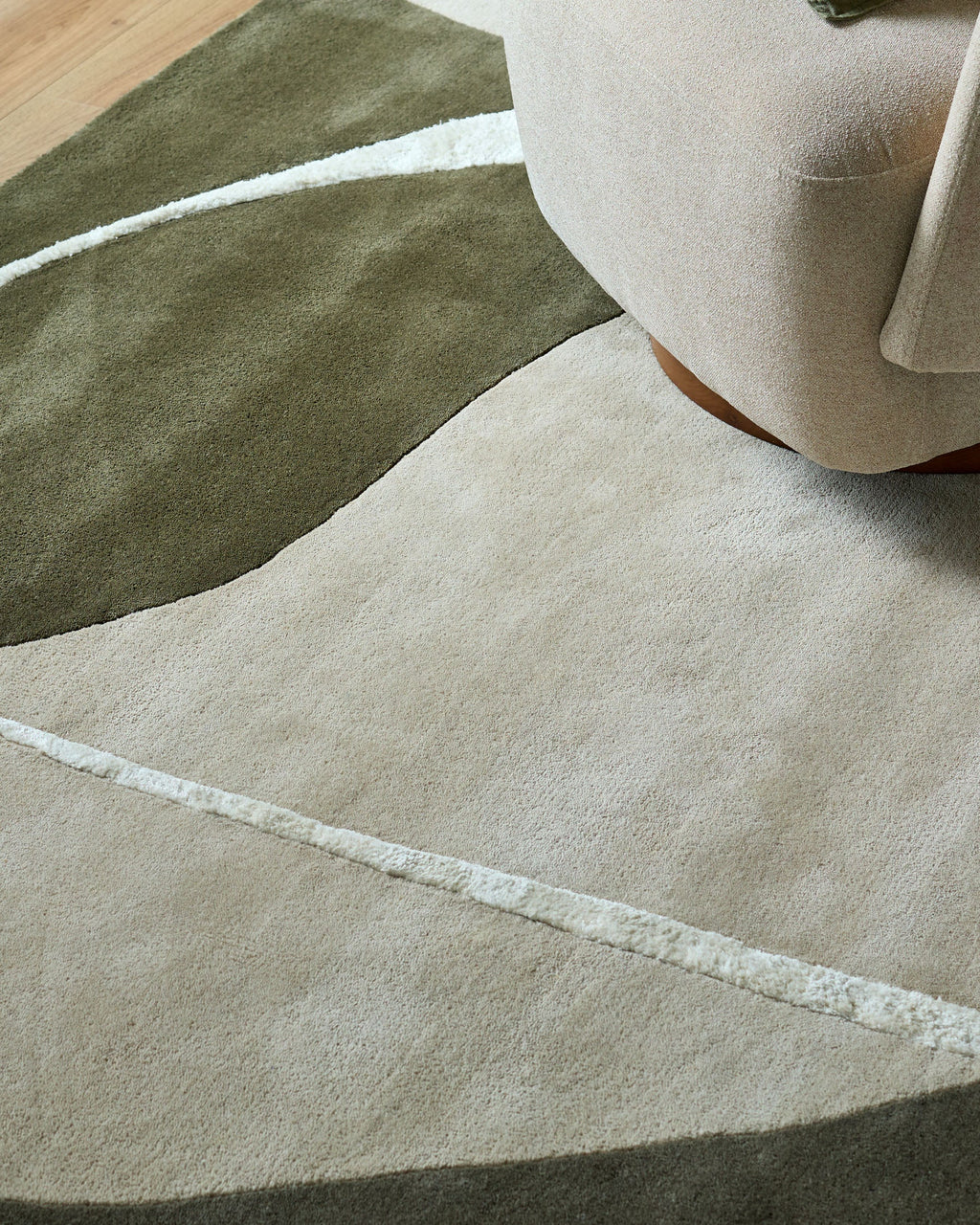 Grand tapis texturé néo-olive et marine