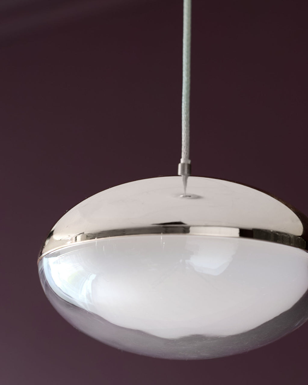 Suspension Nina argentée chromée avec verre transparent et LED réglable, à une seule goutte
