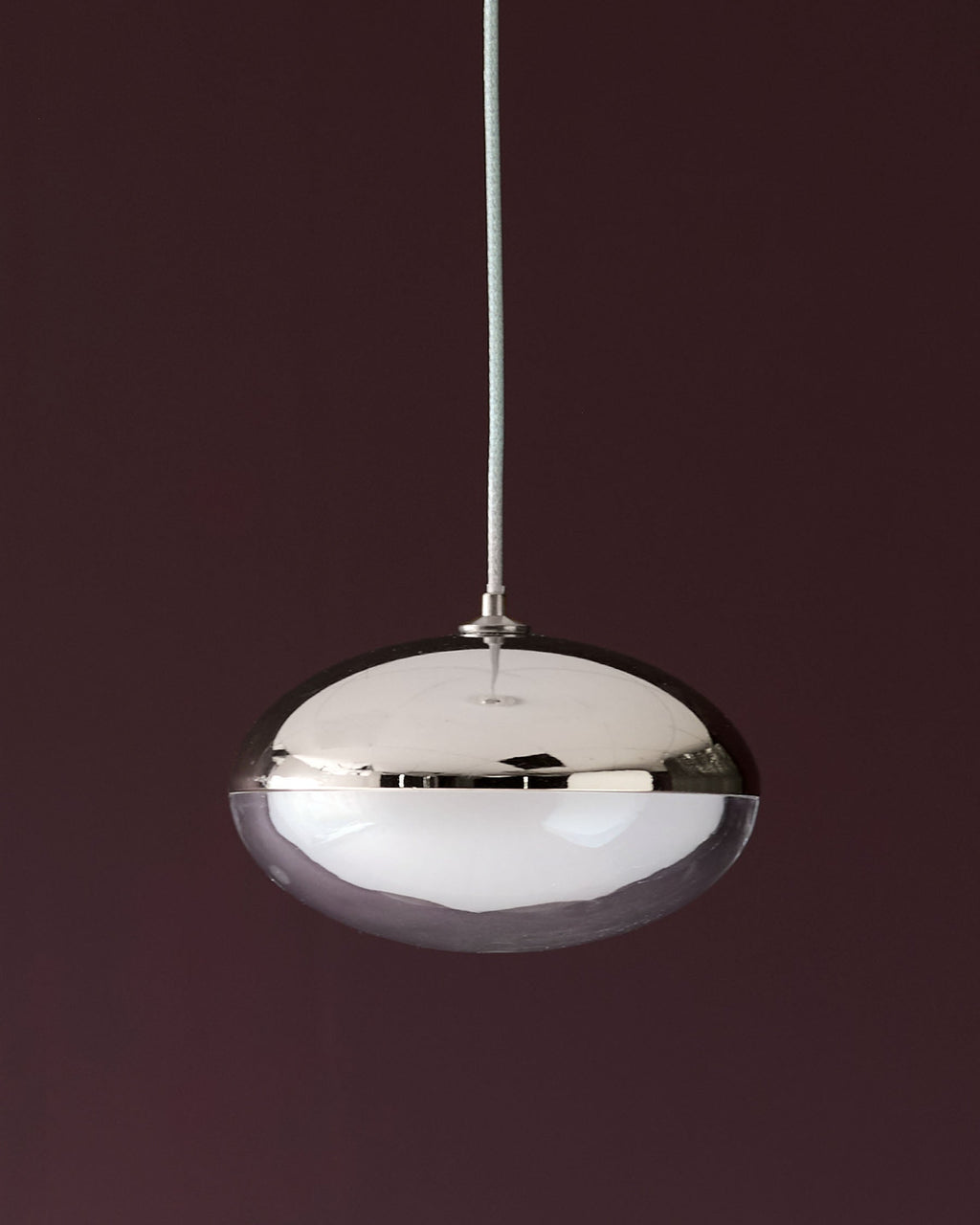 Suspension Nina argentée chromée avec verre transparent et LED réglable, à une seule goutte