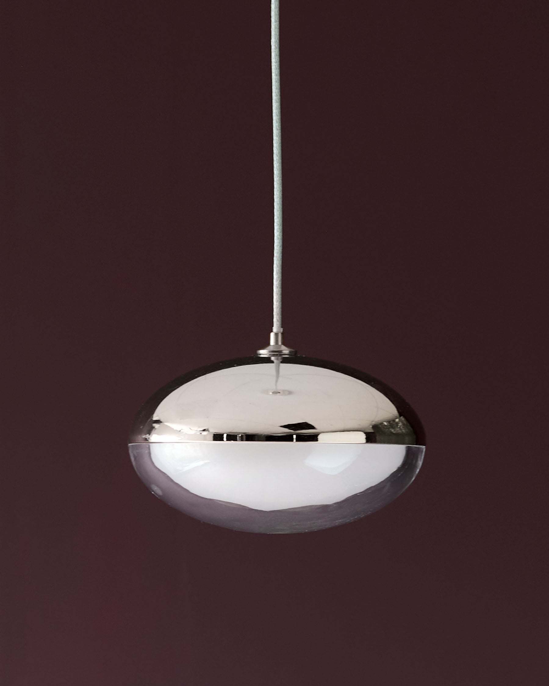 Suspension Nina argentée chromée avec verre transparent et LED réglable, à une seule goutte