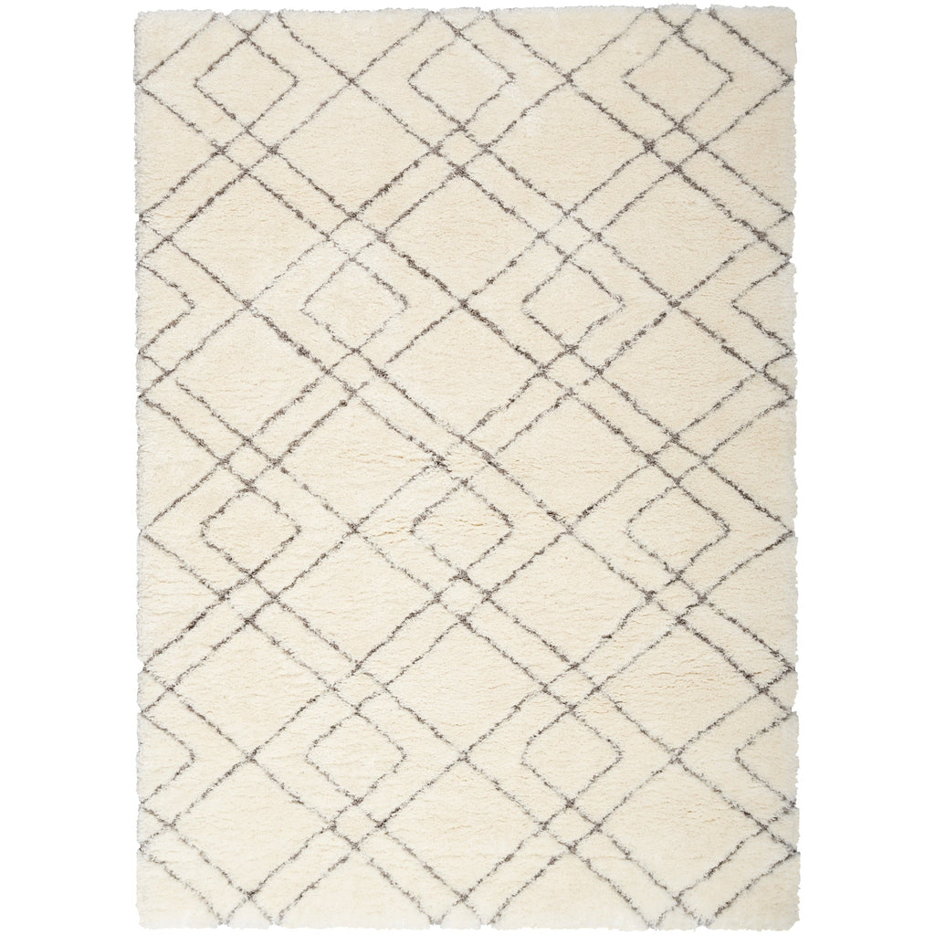 Tapis Nourison luxueux à poils longs et ultra moelleux, motif géométrique abstrait