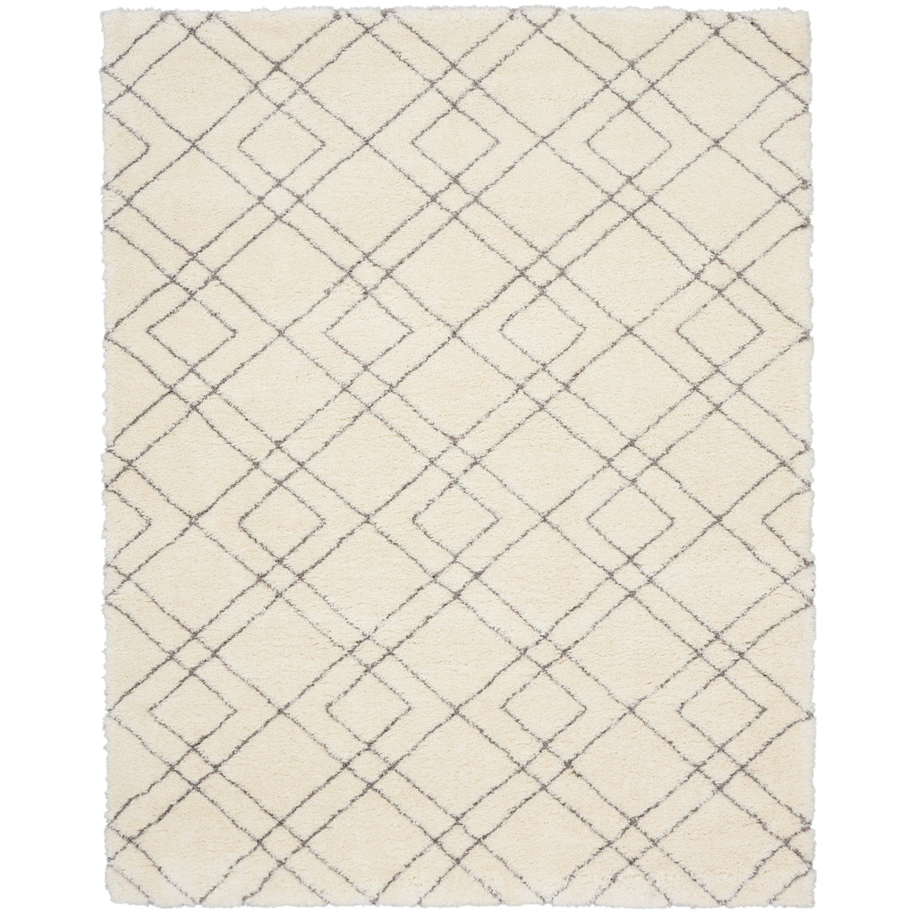 Tapis Nourison luxueux à poils longs et ultra moelleux, motif géométrique abstrait