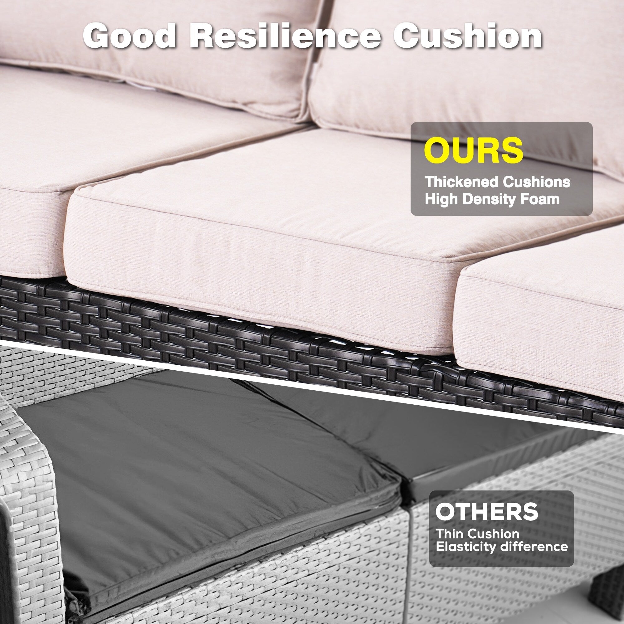 Ensemble de conversation 5 pièces en osier pour patio à dossier haut OVIOS