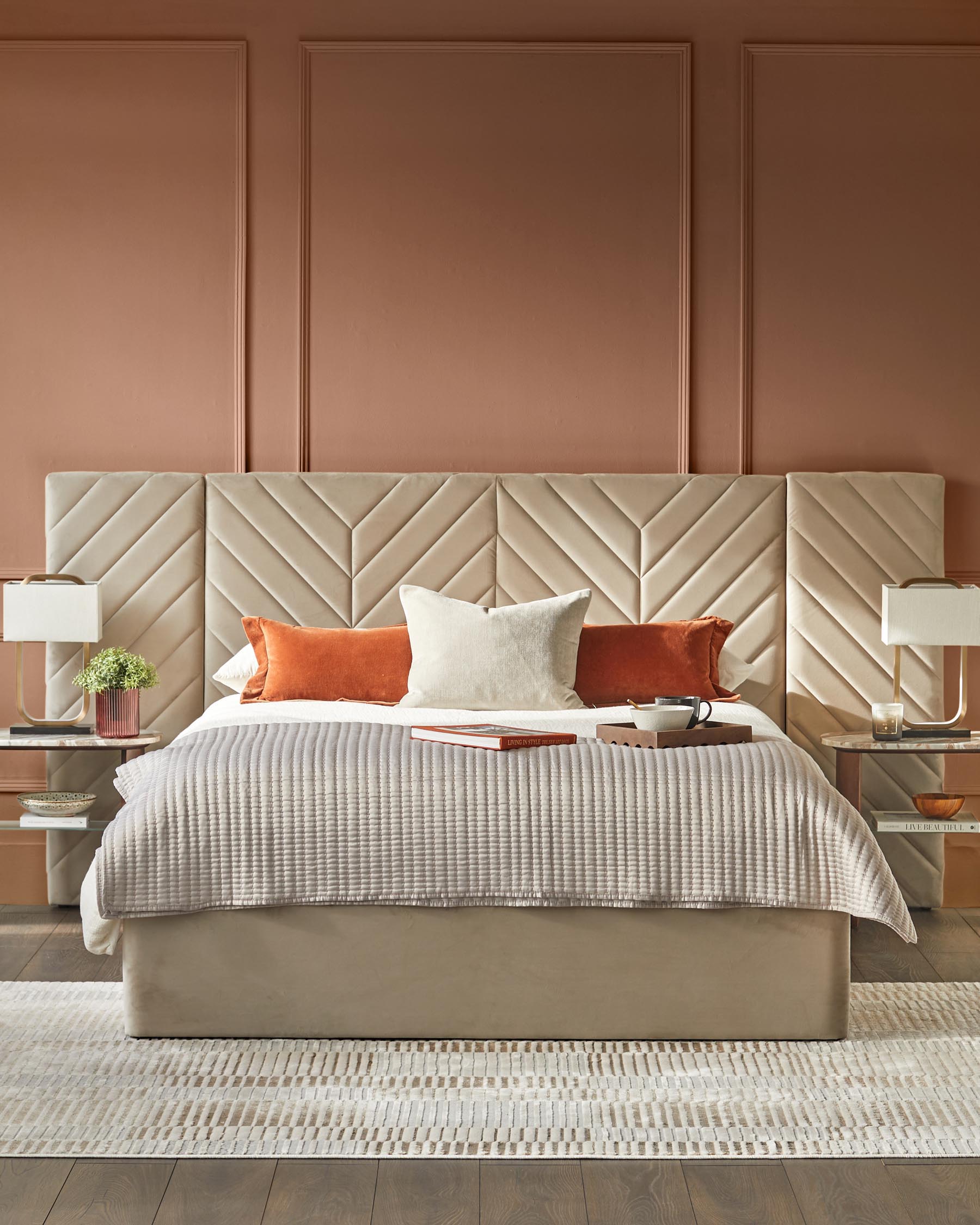 Lit coffre Octavia Luxe en velours champagne, format king size