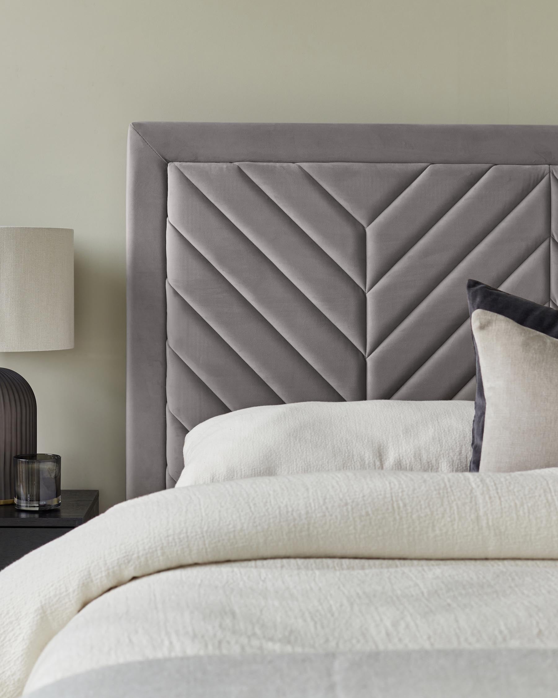 Lit coffre Octavia en velours gris, format super king size