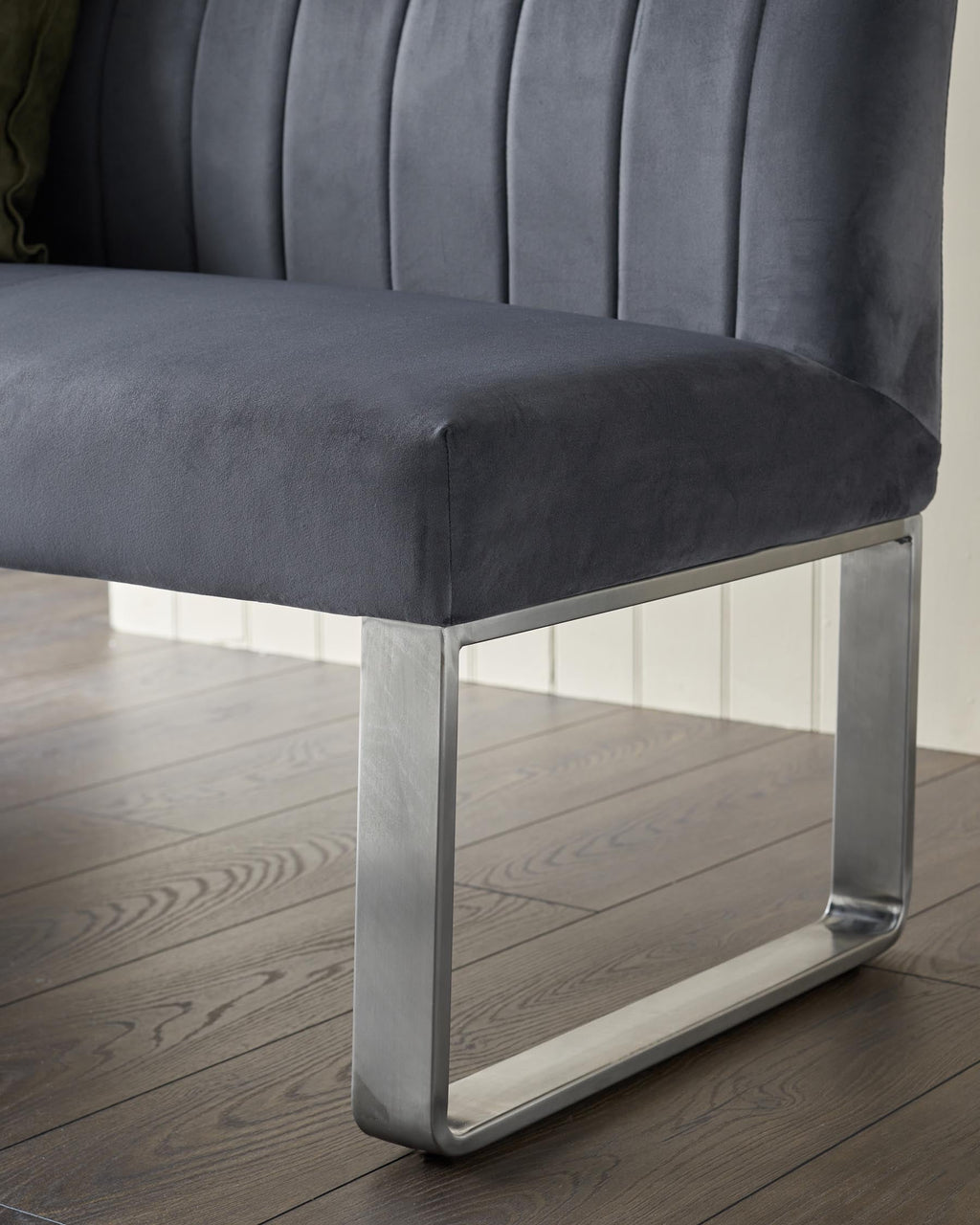 Banc d'angle Ophelia 5 places en velours gris foncé
