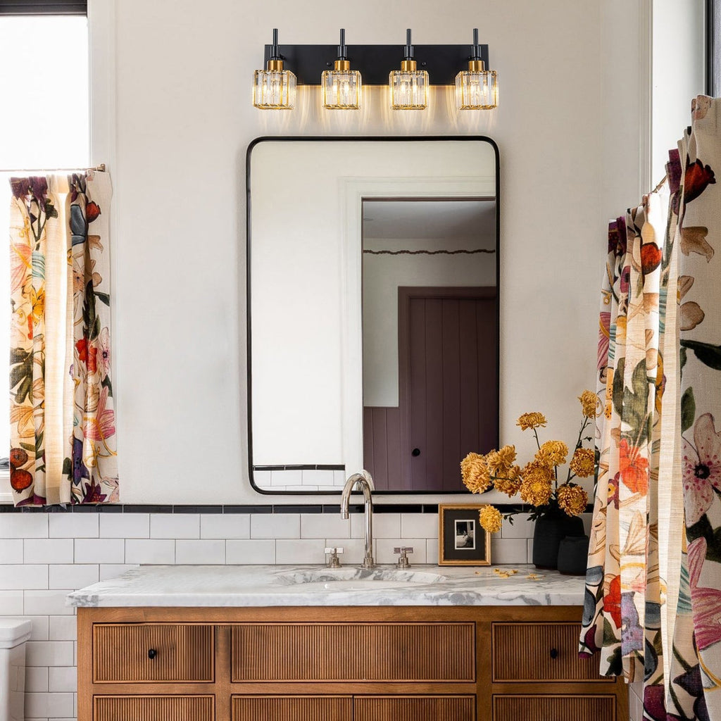 Luminaires de salle de bain en cristal à intensité variable Ora Modern sur miroir Glam Vanity Lights