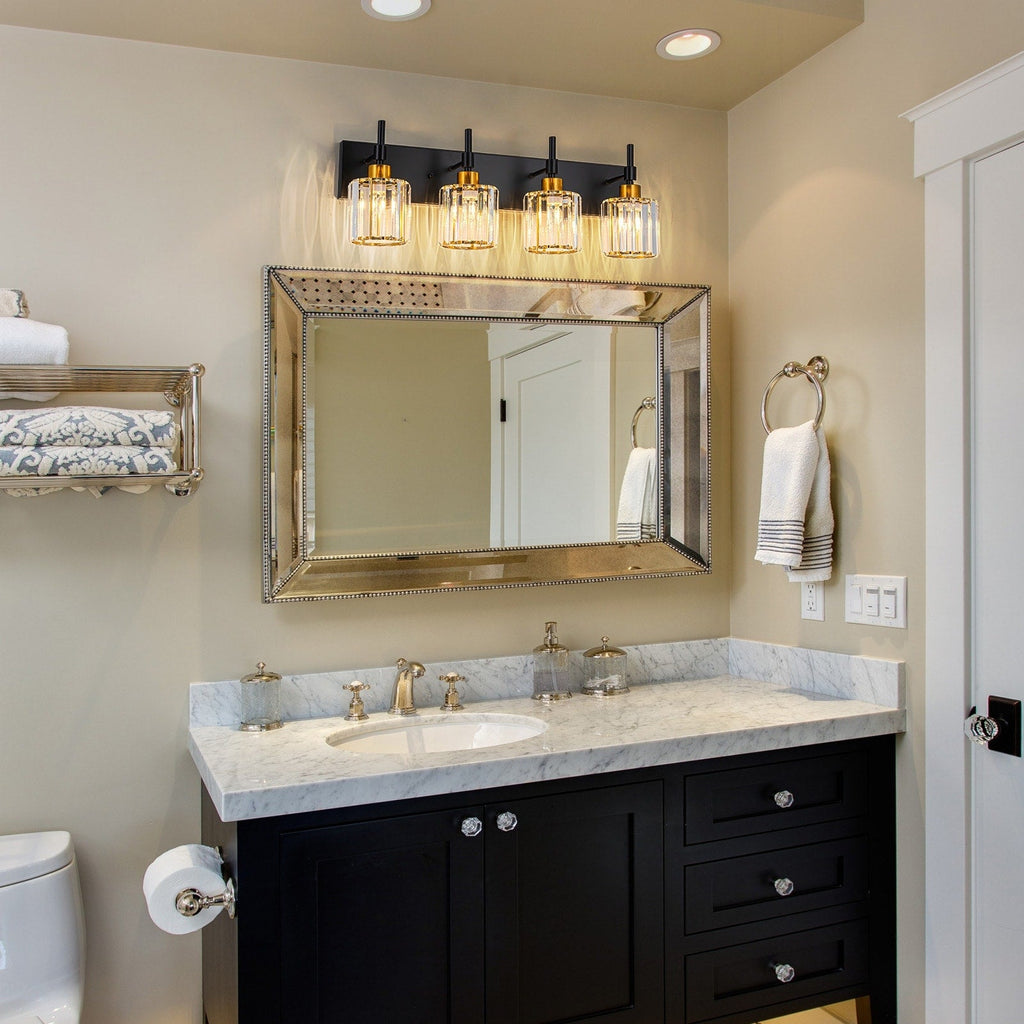 Appliques murales modernes à intensité variable pour salle de bain avec abat-jour en cristal