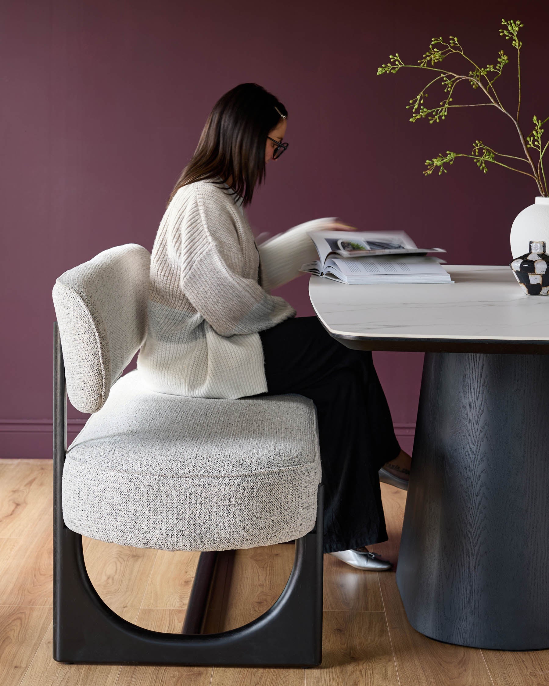 Banc de salle à manger 3 places en tissu gris Orlan